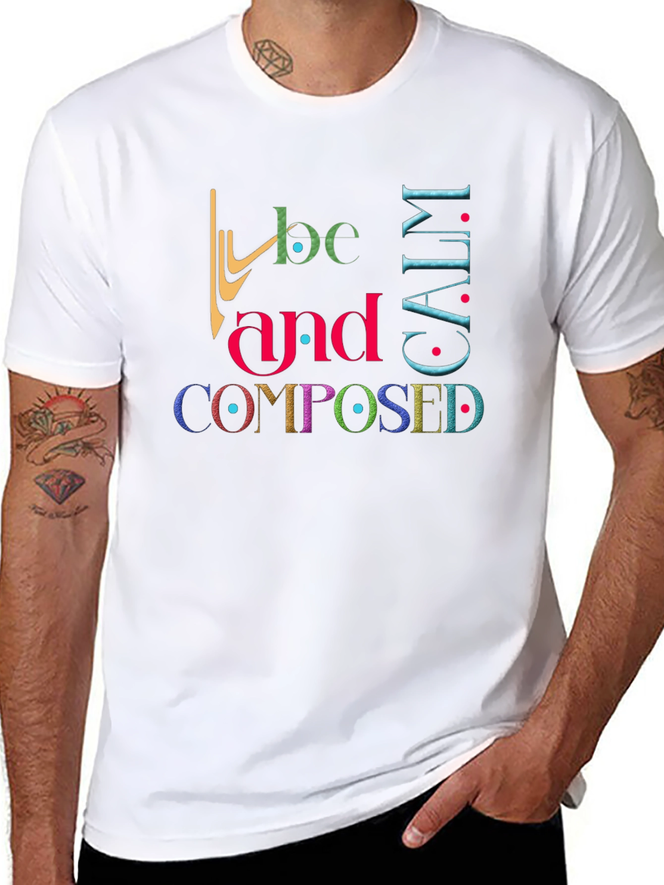Be Calm and Composed Graphic Tee - Black