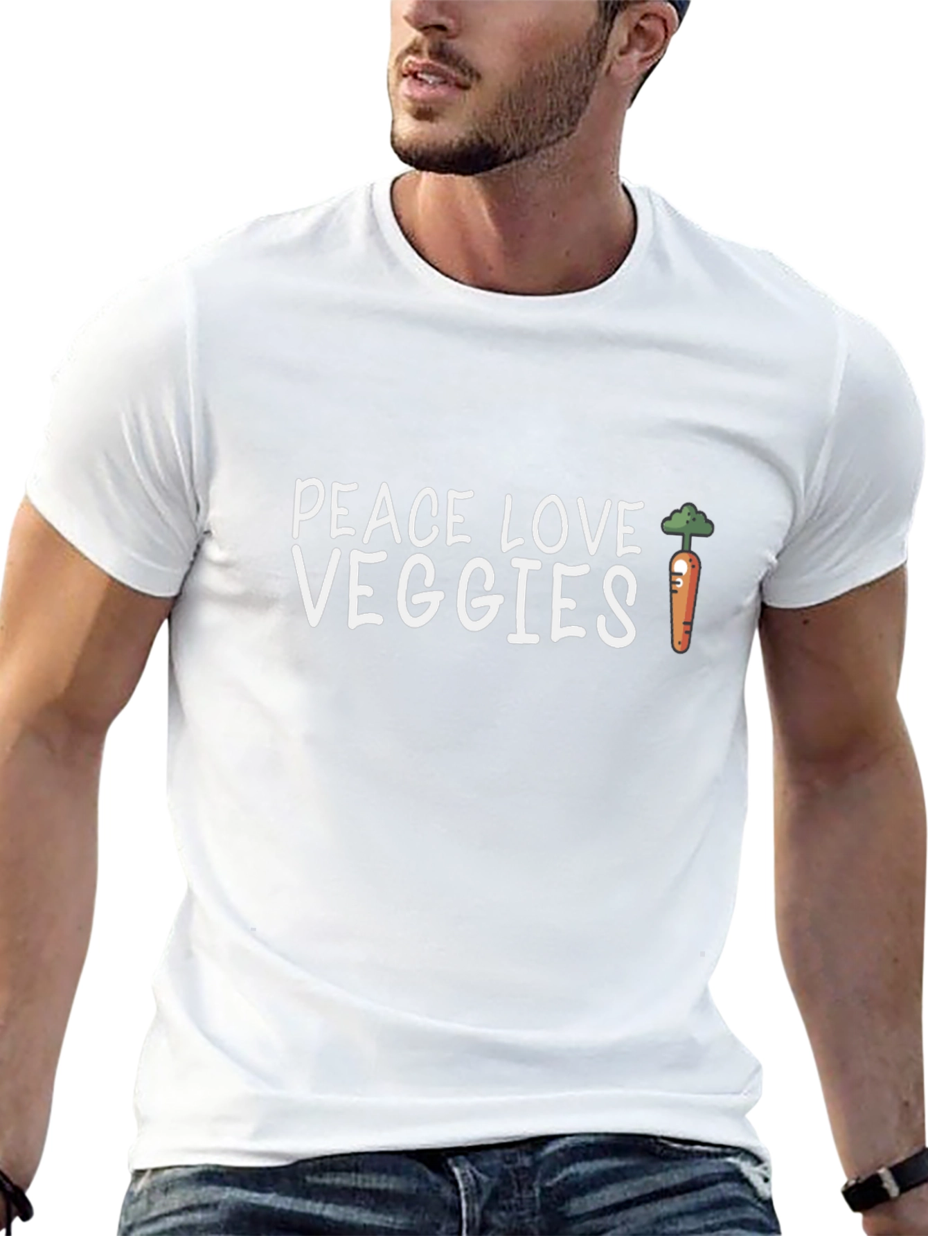 Peace Love Veggies Graphic Tee - Black