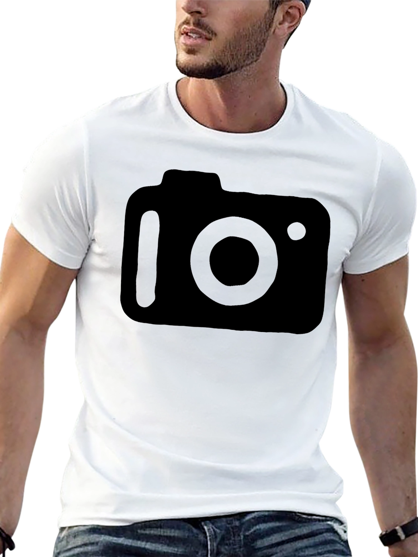 Camera Graphic Tee - Black Modern Style