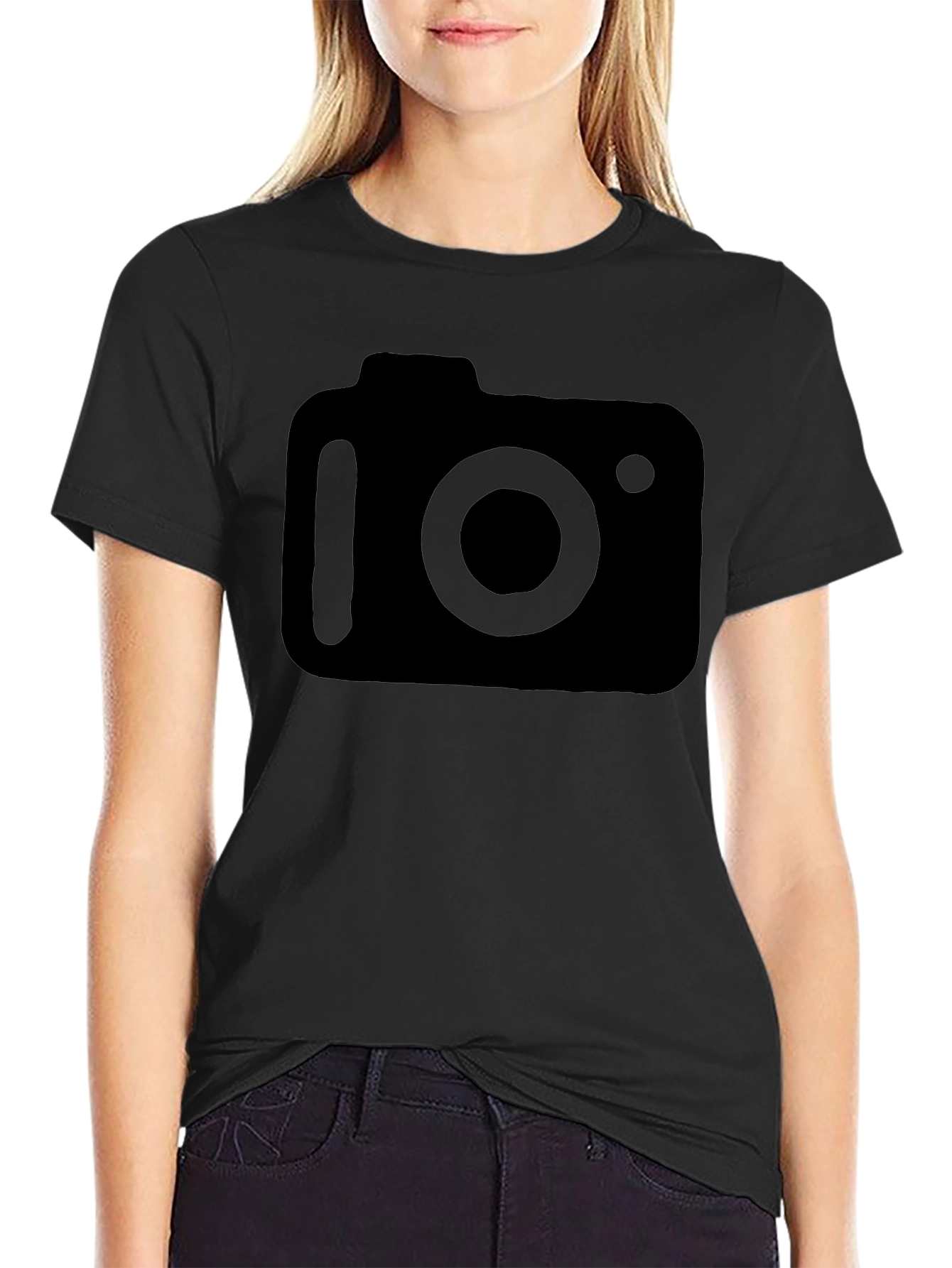 Camera Graphic Tee - Black Modern Style