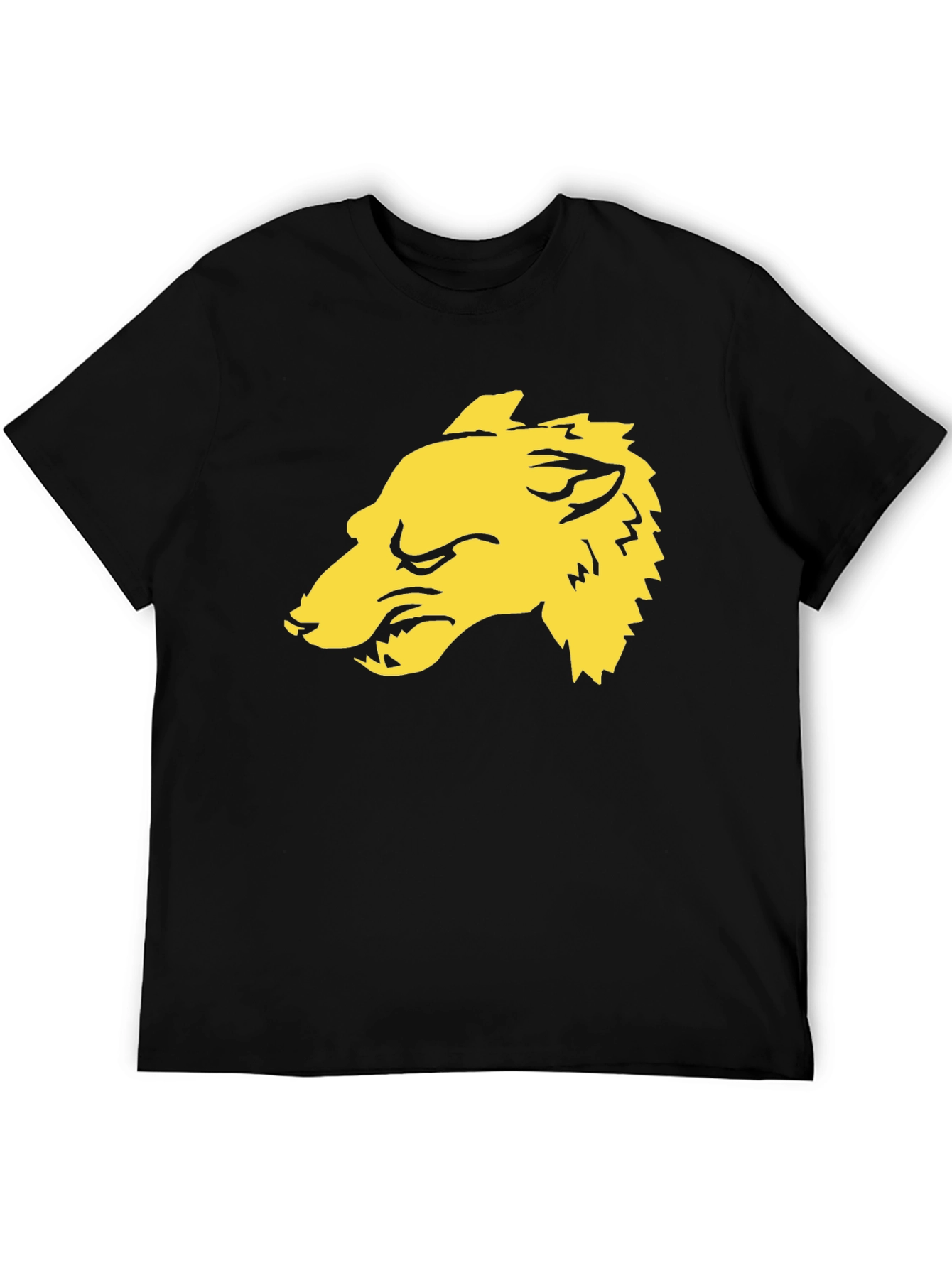 Black T-Shirt with Bold Yellow Lion Graphic