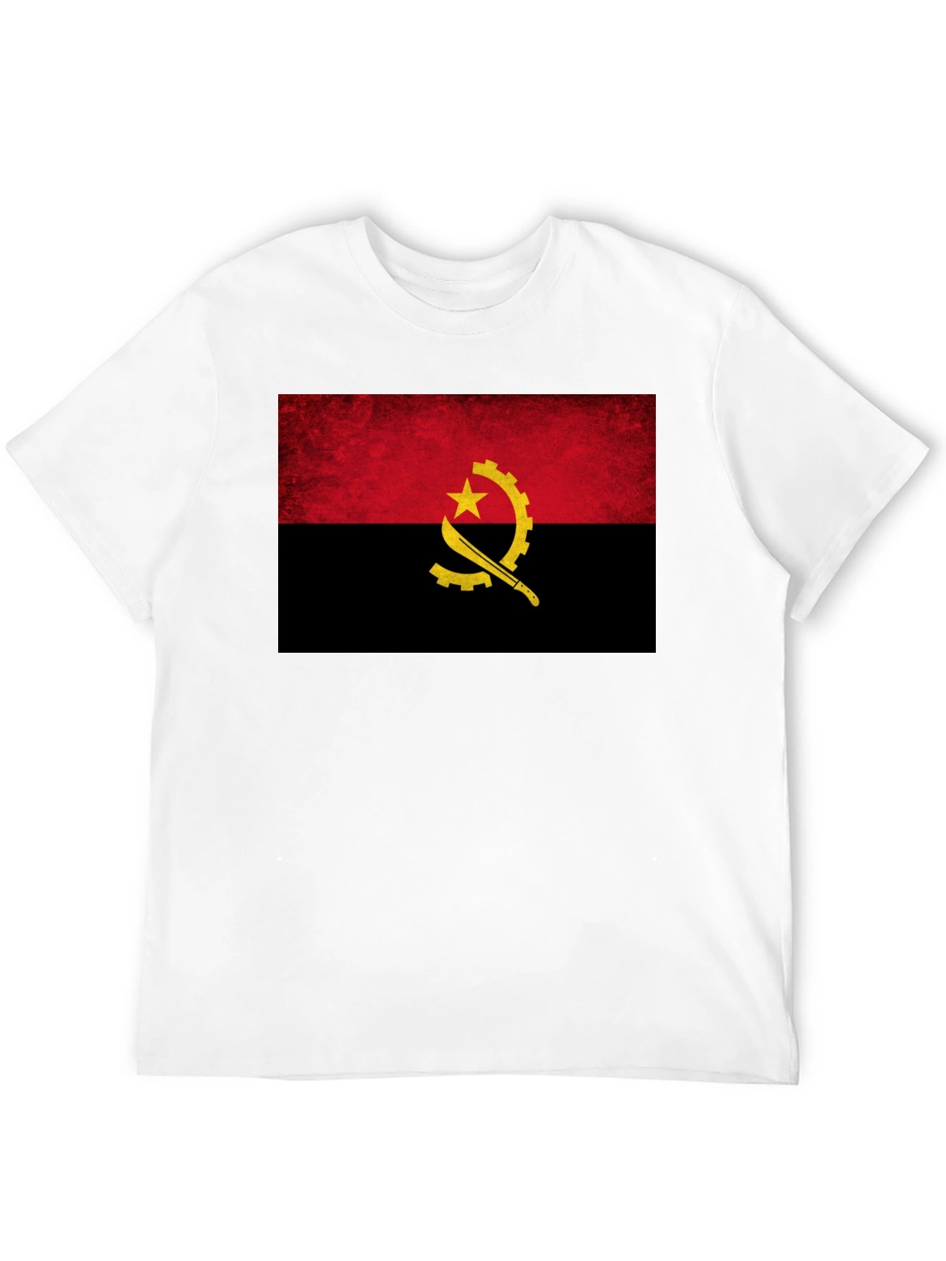 Angola Flag T-Shirt - Black Cotton Tee