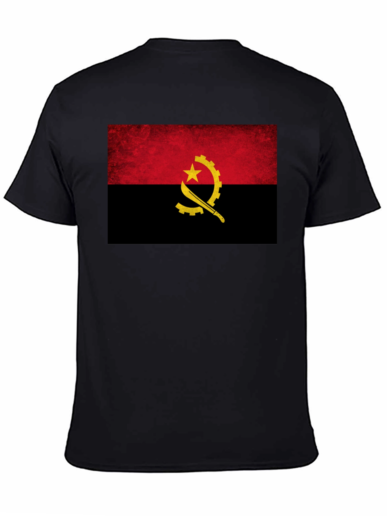 Angola Flag T-Shirt - Black Cotton Tee