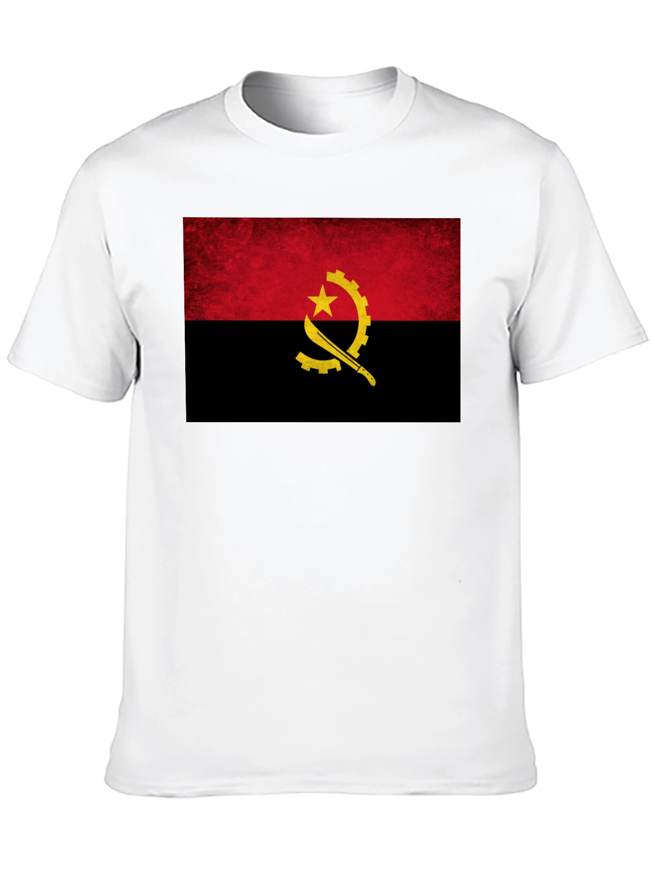 Angola Flag T-Shirt - Black Cotton Tee