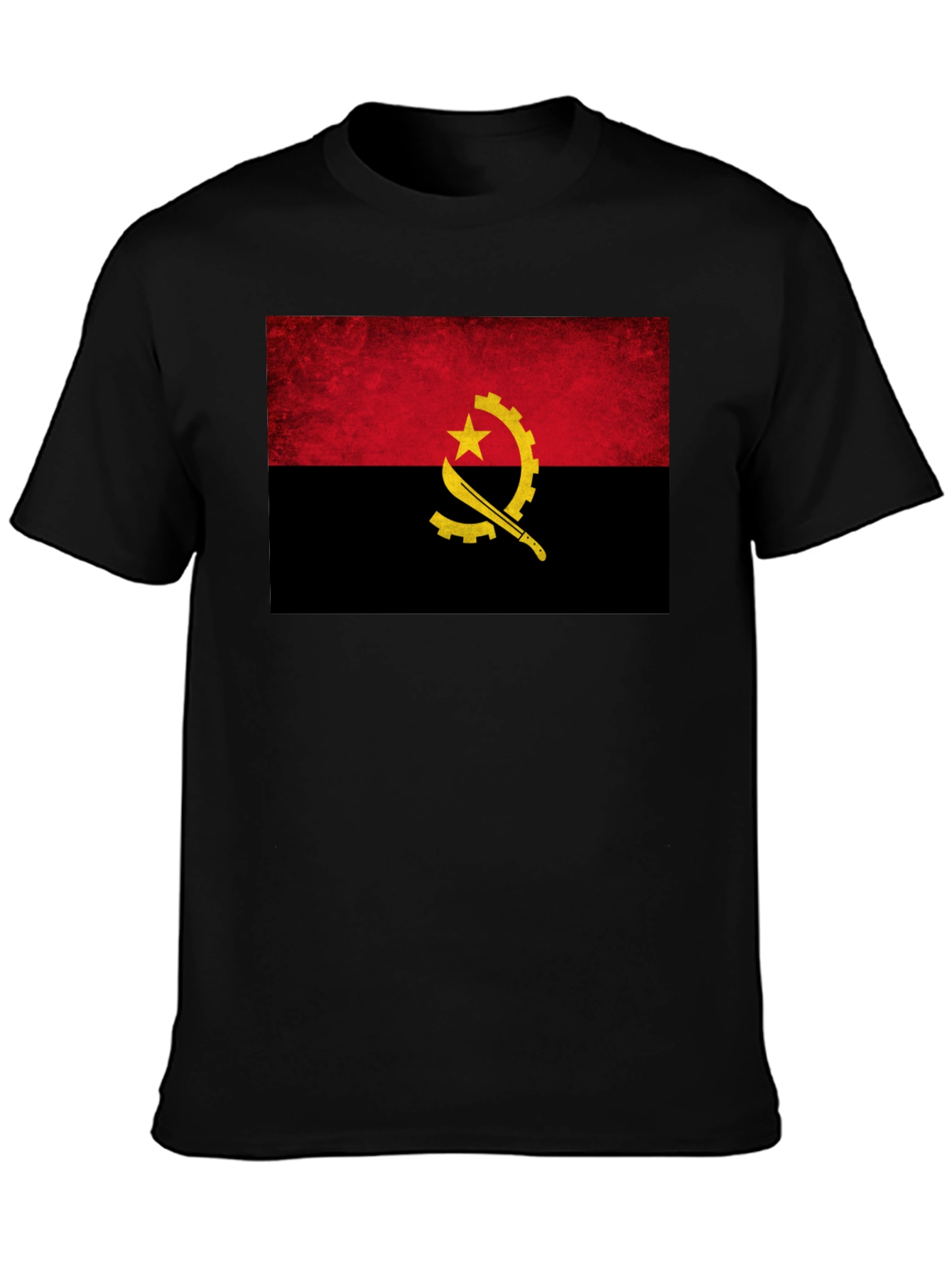 Angola Flag T-Shirt - Black Cotton Tee