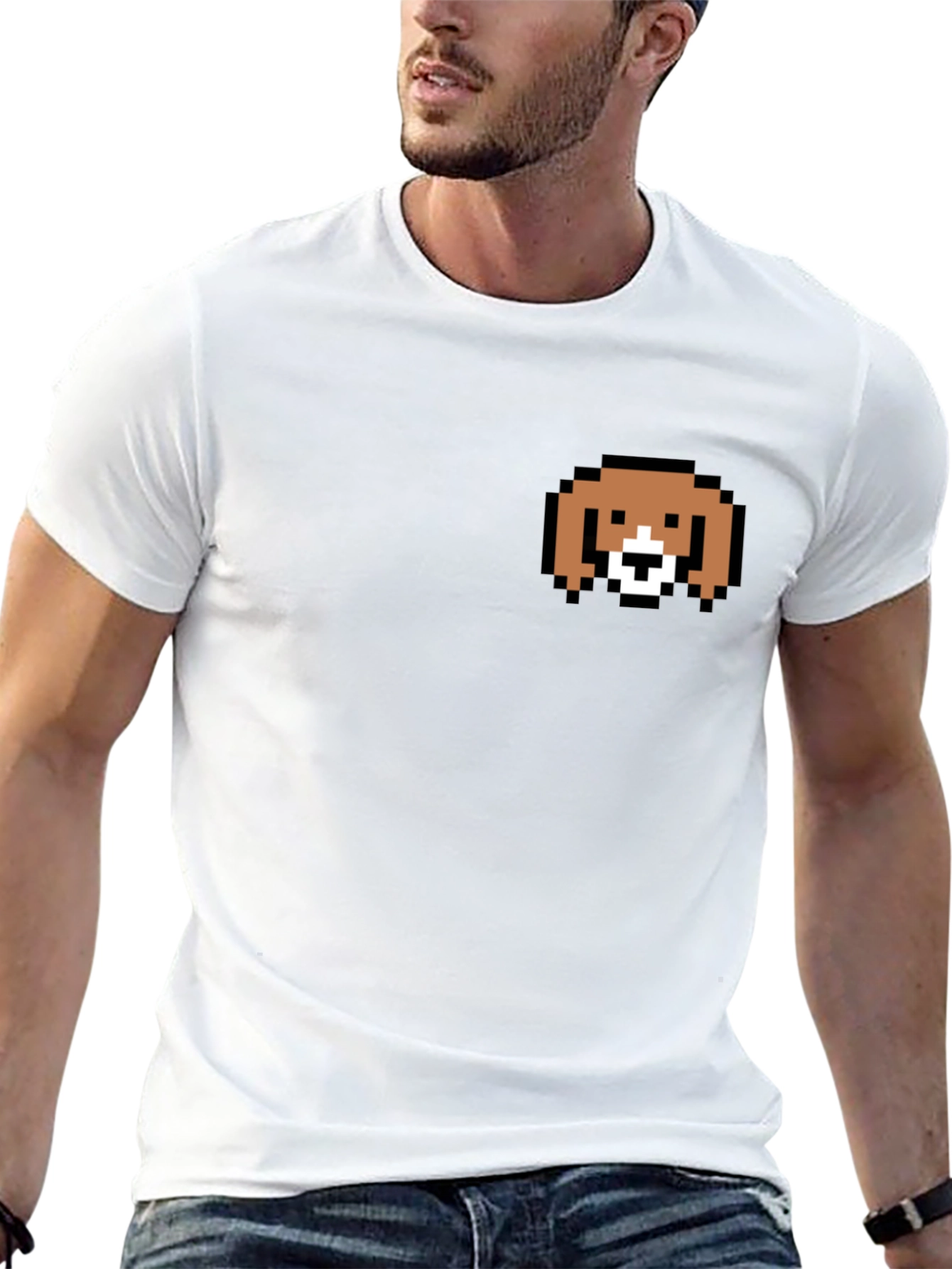 Pixel Dog Tee - Classic Black Cotton Blend Shirt