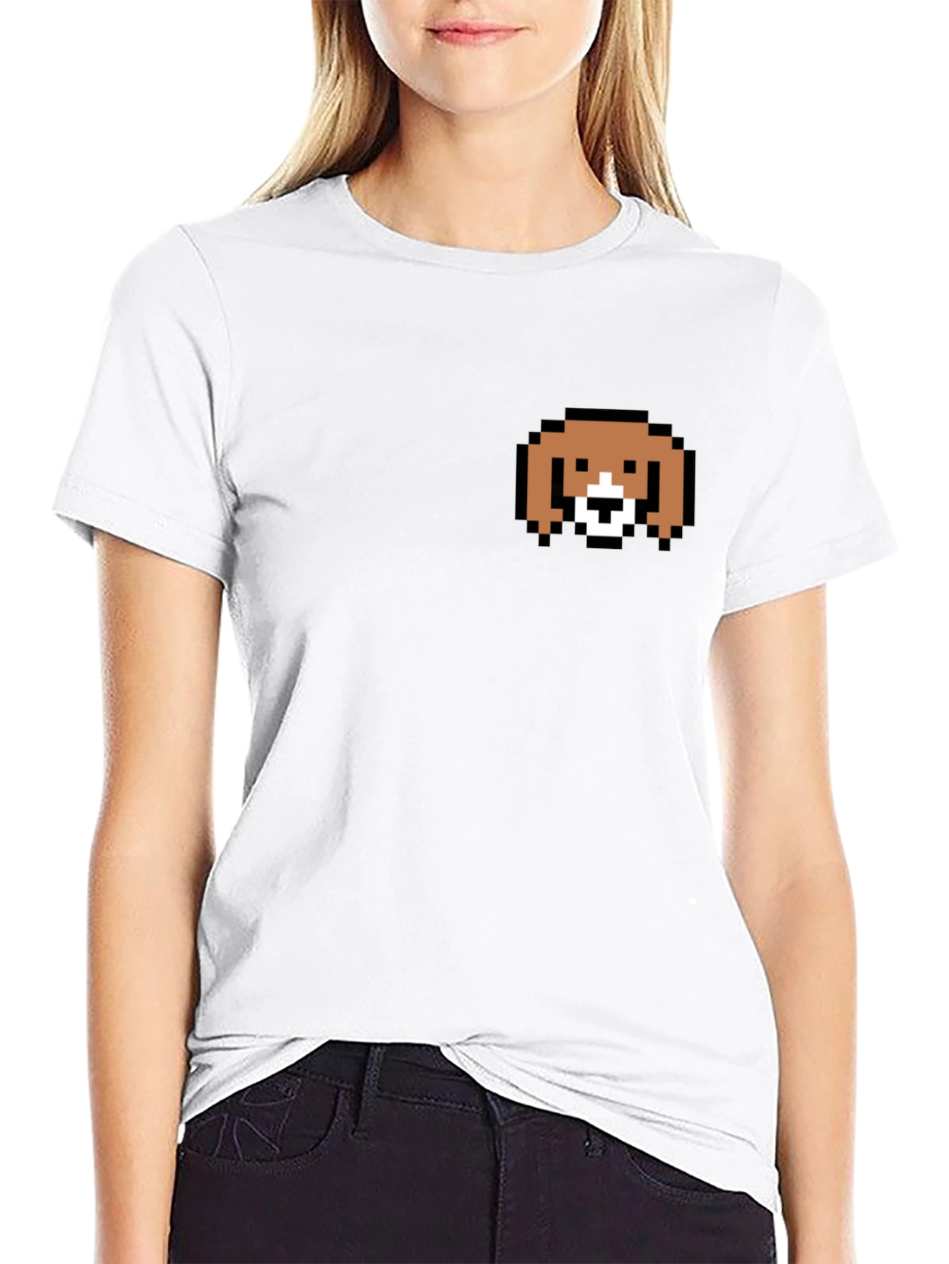 Pixel Dog Tee - Classic Black Cotton Blend Shirt