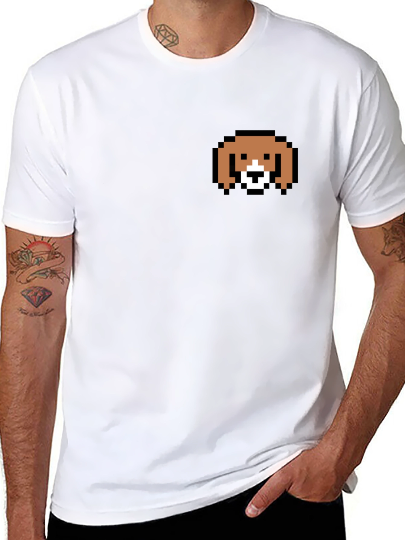 Pixel Dog Tee - Classic Black Cotton Blend Shirt