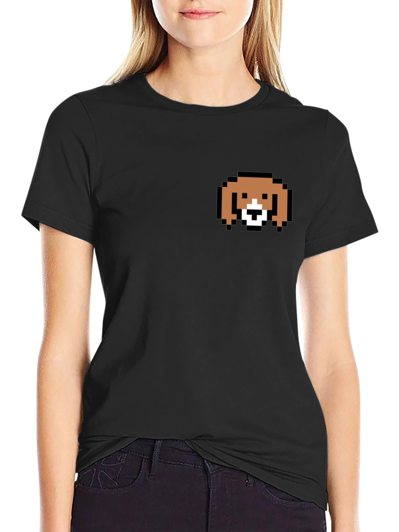 Pixel Dog Tee - Classic Black Cotton Blend Shirt