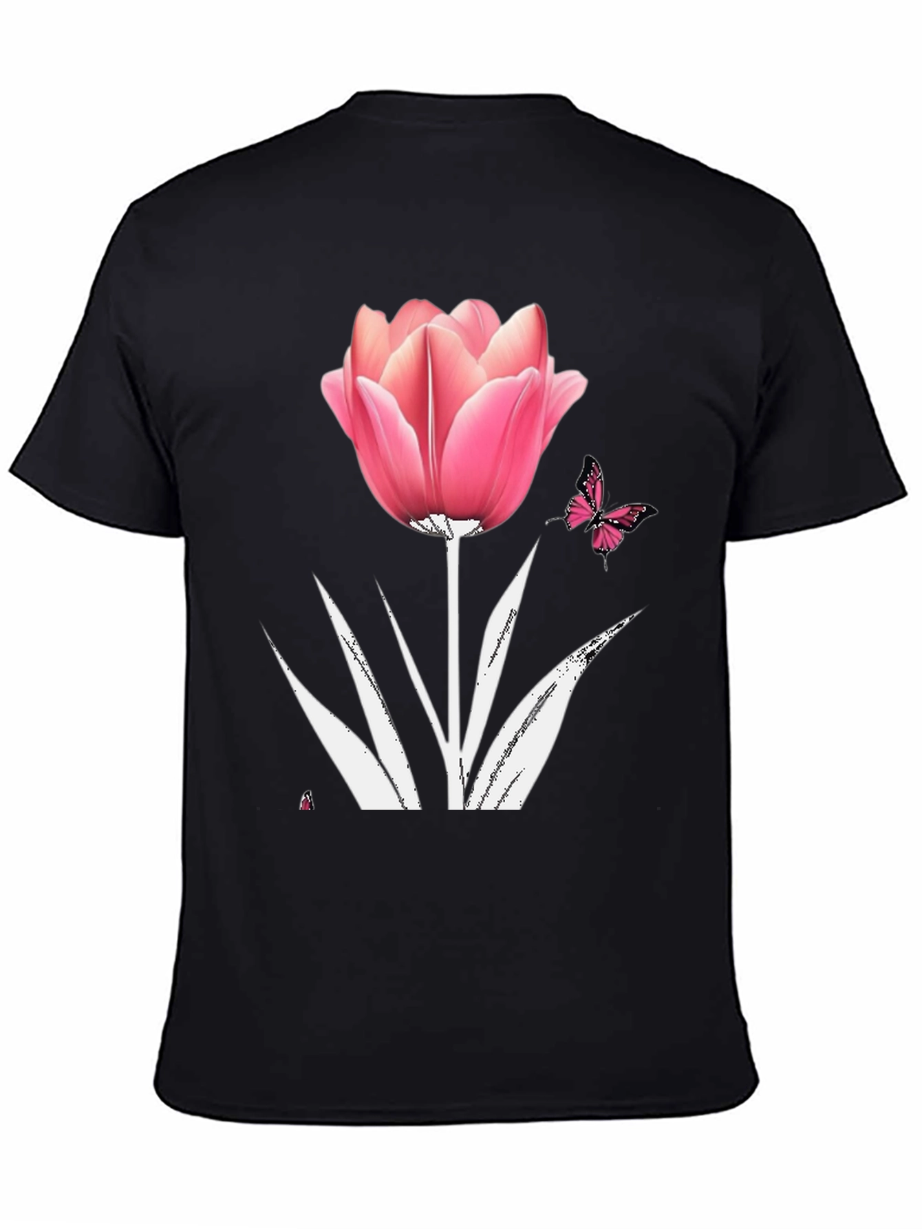 Floral Tulip Butterfly Graphic T-Shirt