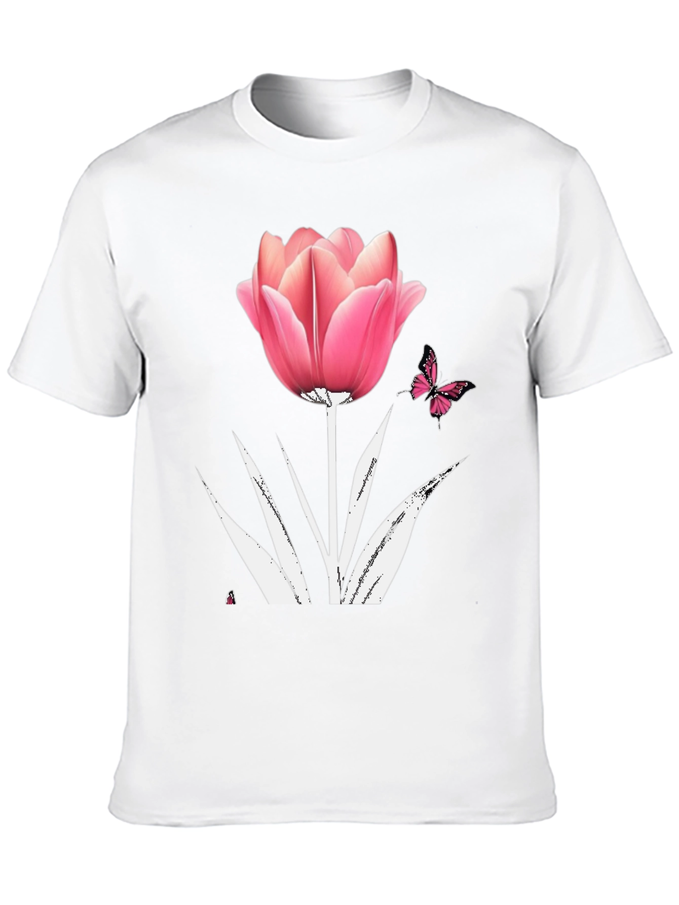 Floral Tulip Butterfly Graphic T-Shirt