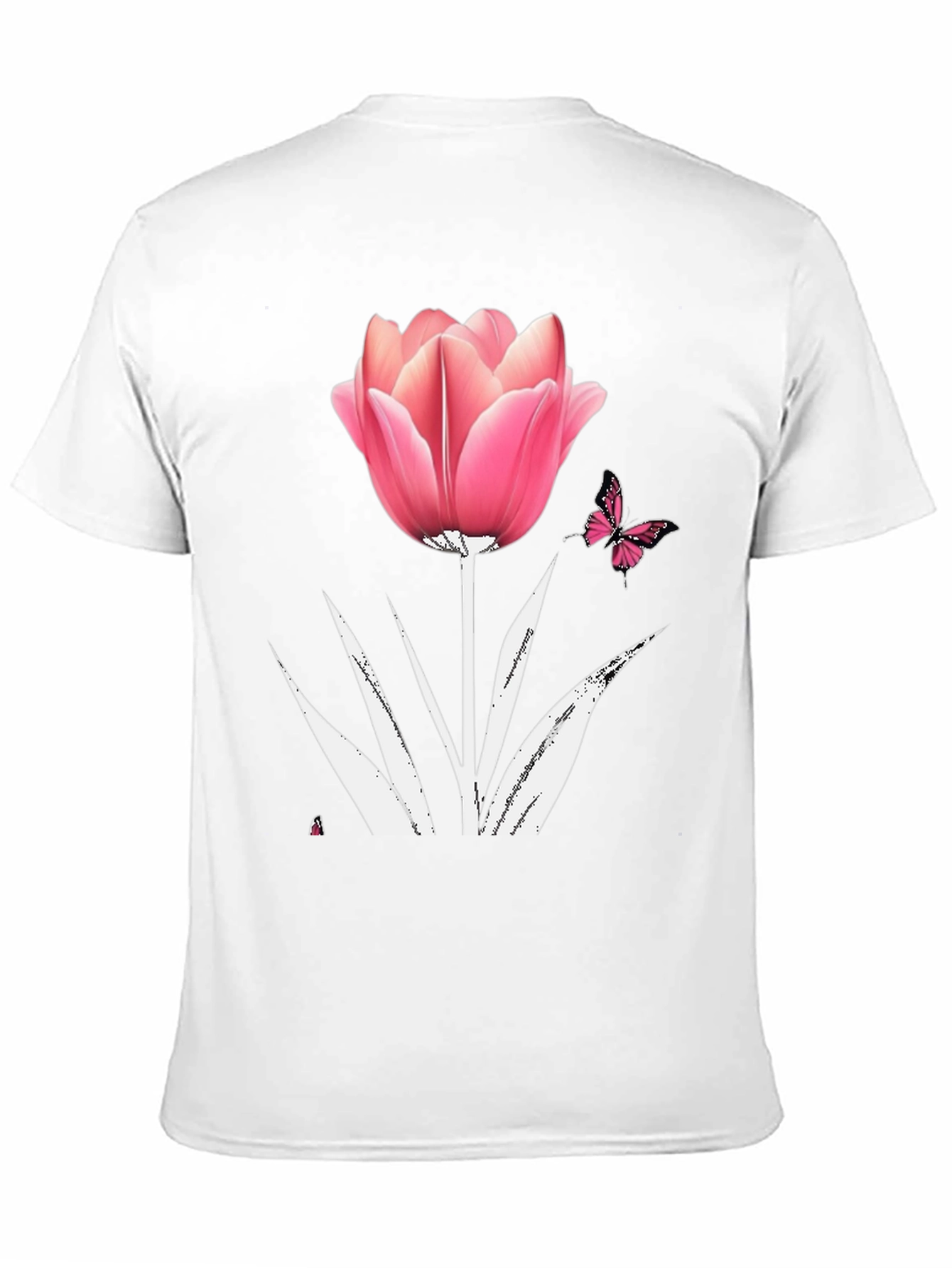 Floral Tulip Butterfly Graphic T-Shirt