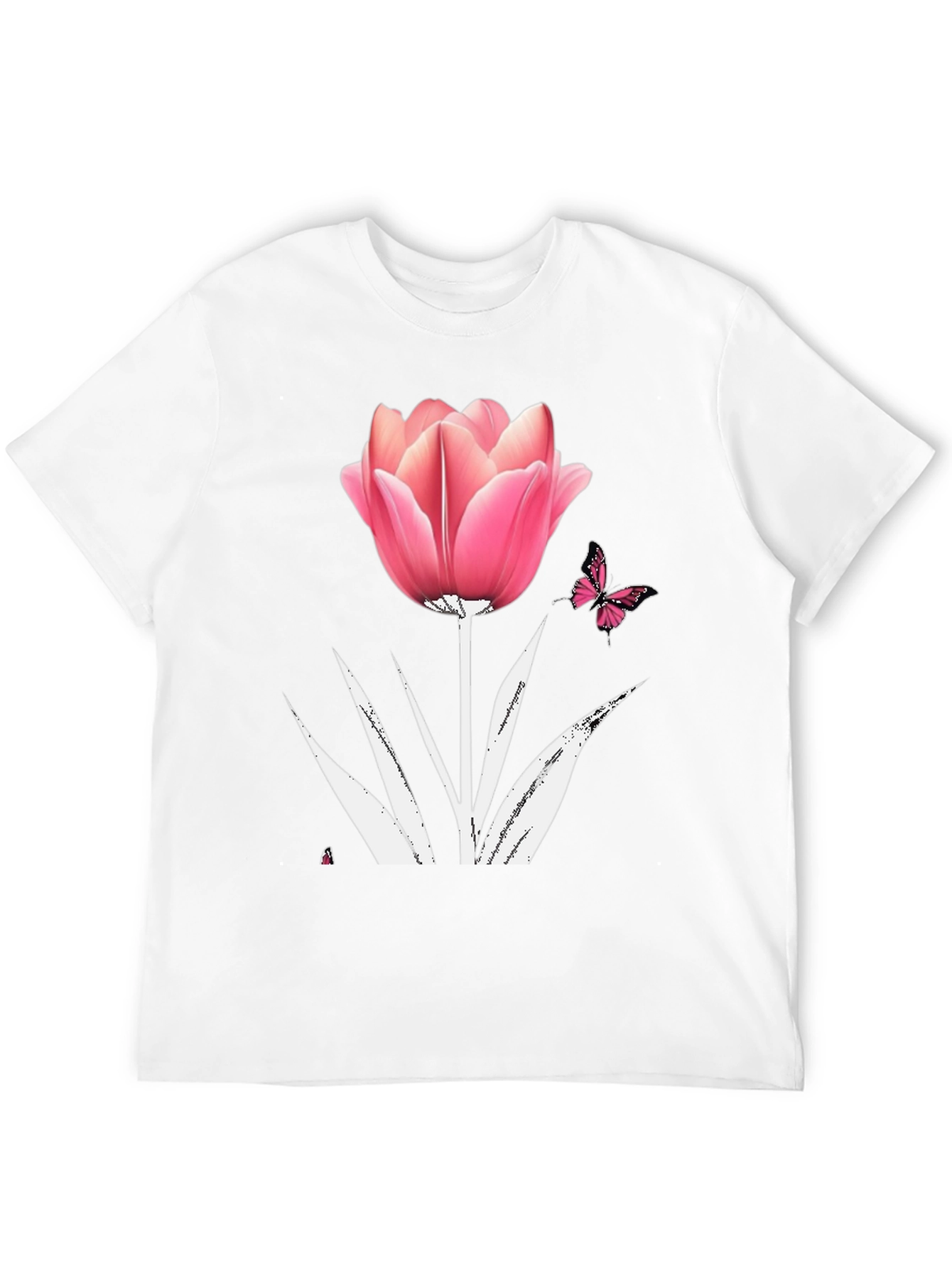 Floral Tulip Butterfly Graphic T-Shirt
