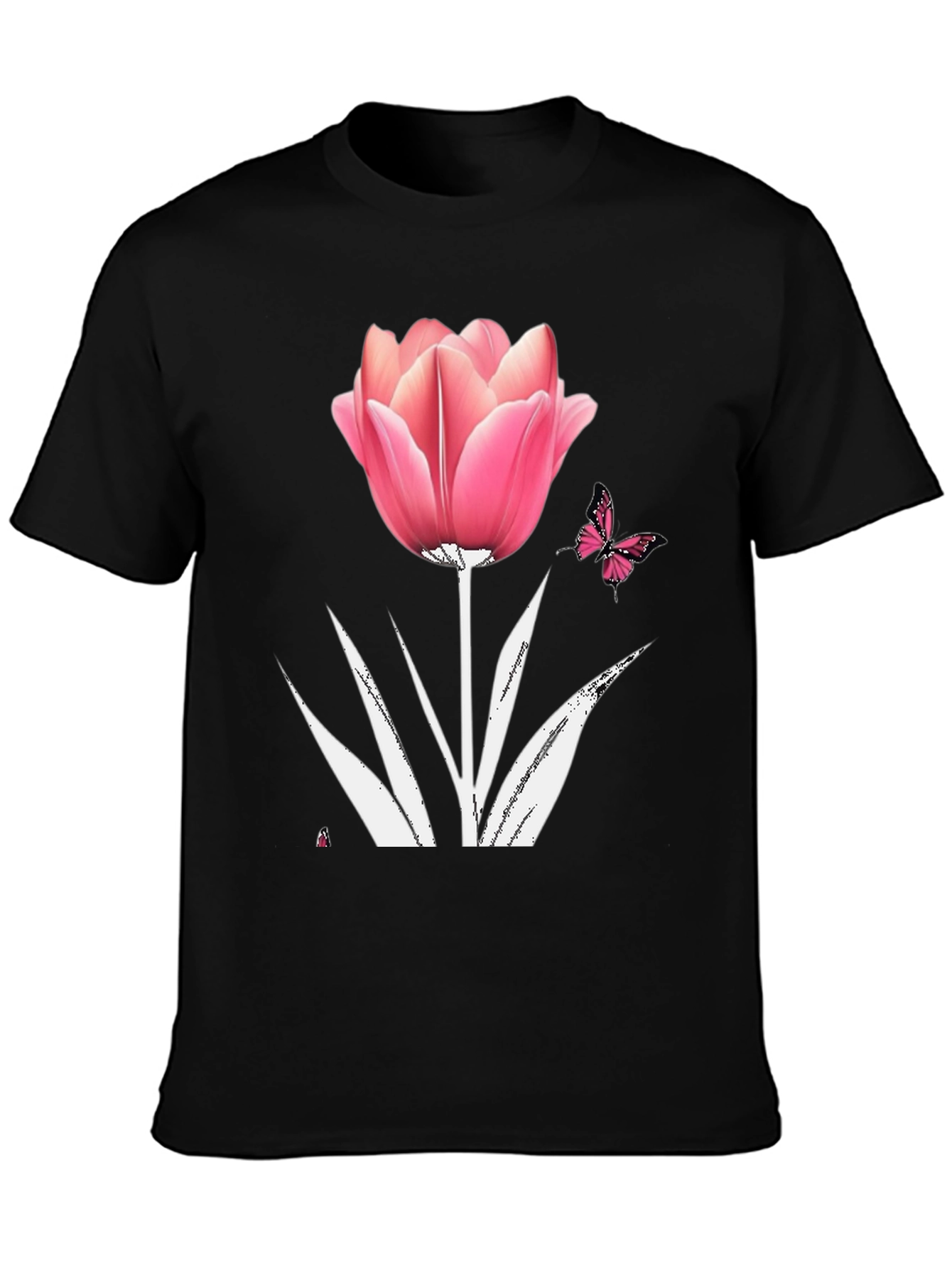 Floral Tulip Butterfly Graphic T-Shirt