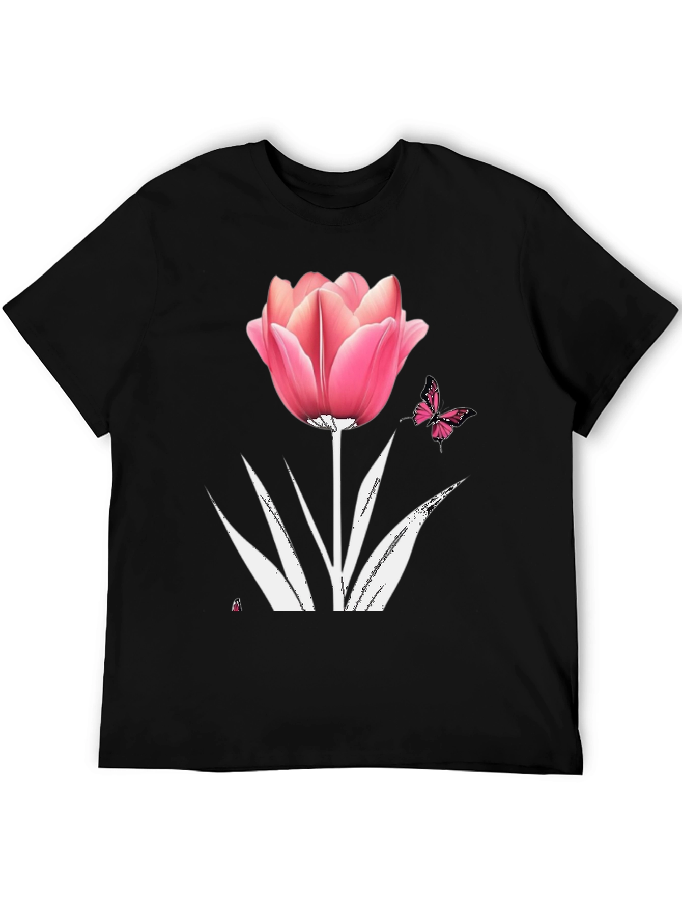 Floral Tulip Butterfly Graphic T-Shirt