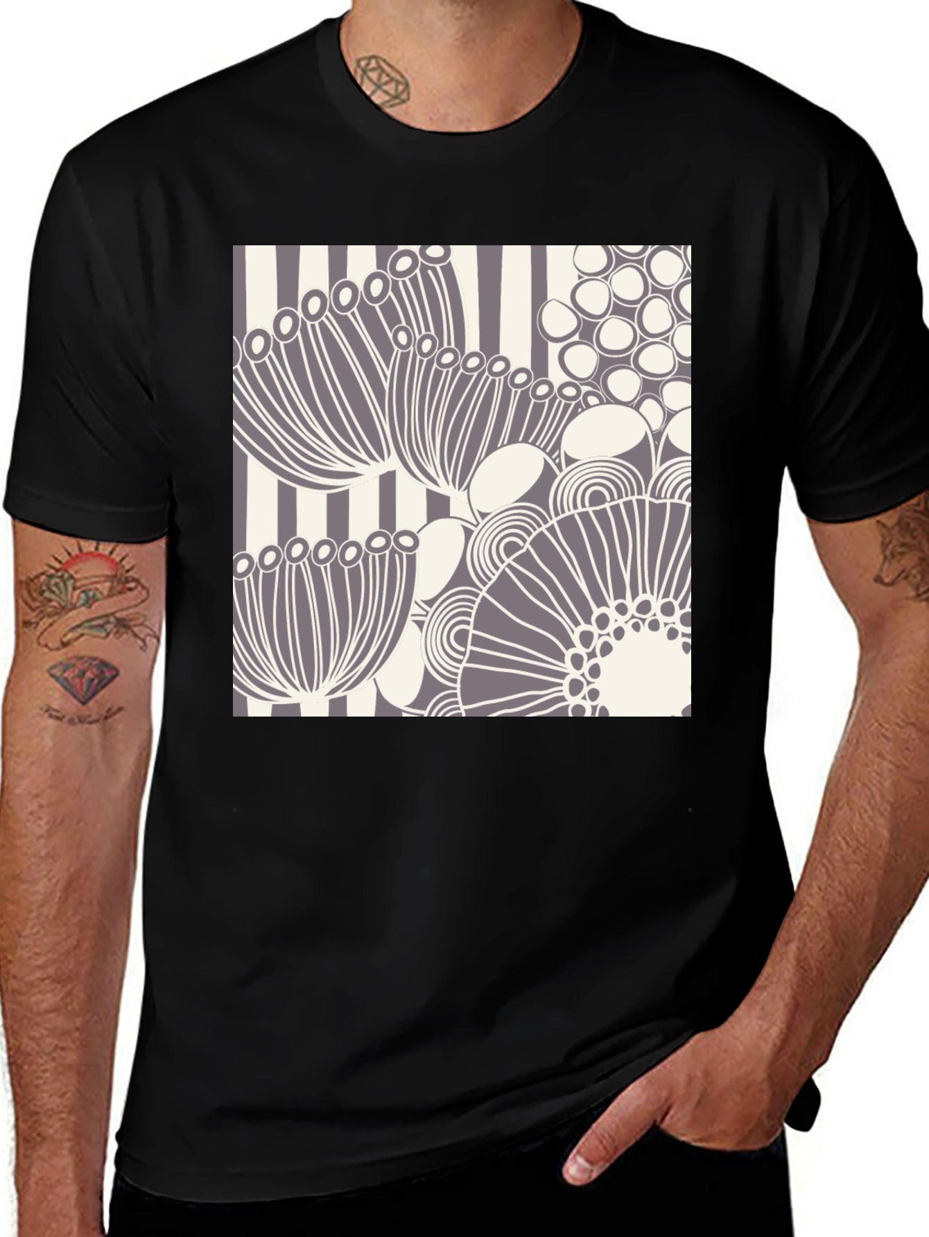 Floral Patterned Graphic Tee