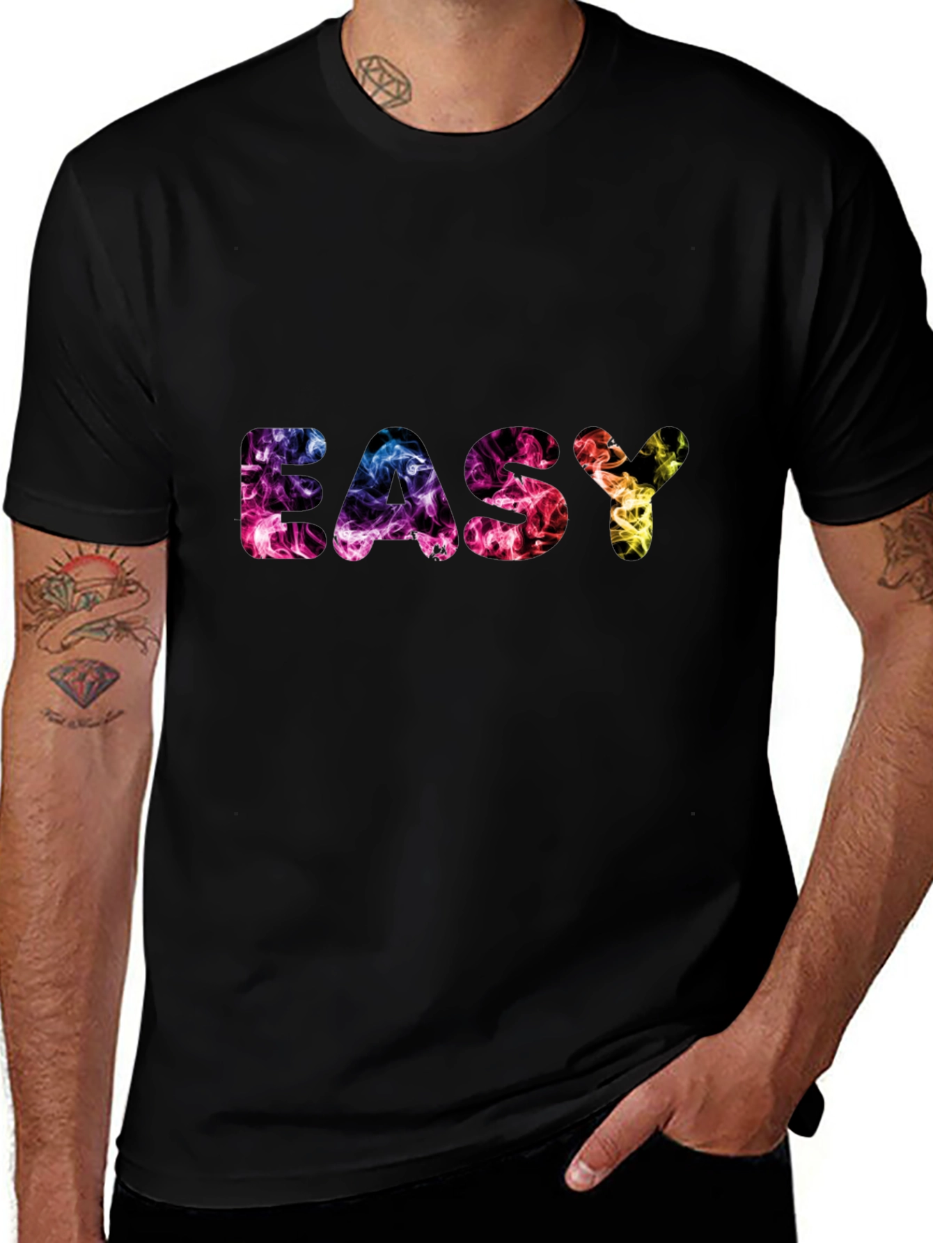 Easy Smoke Print Black T-Shirt