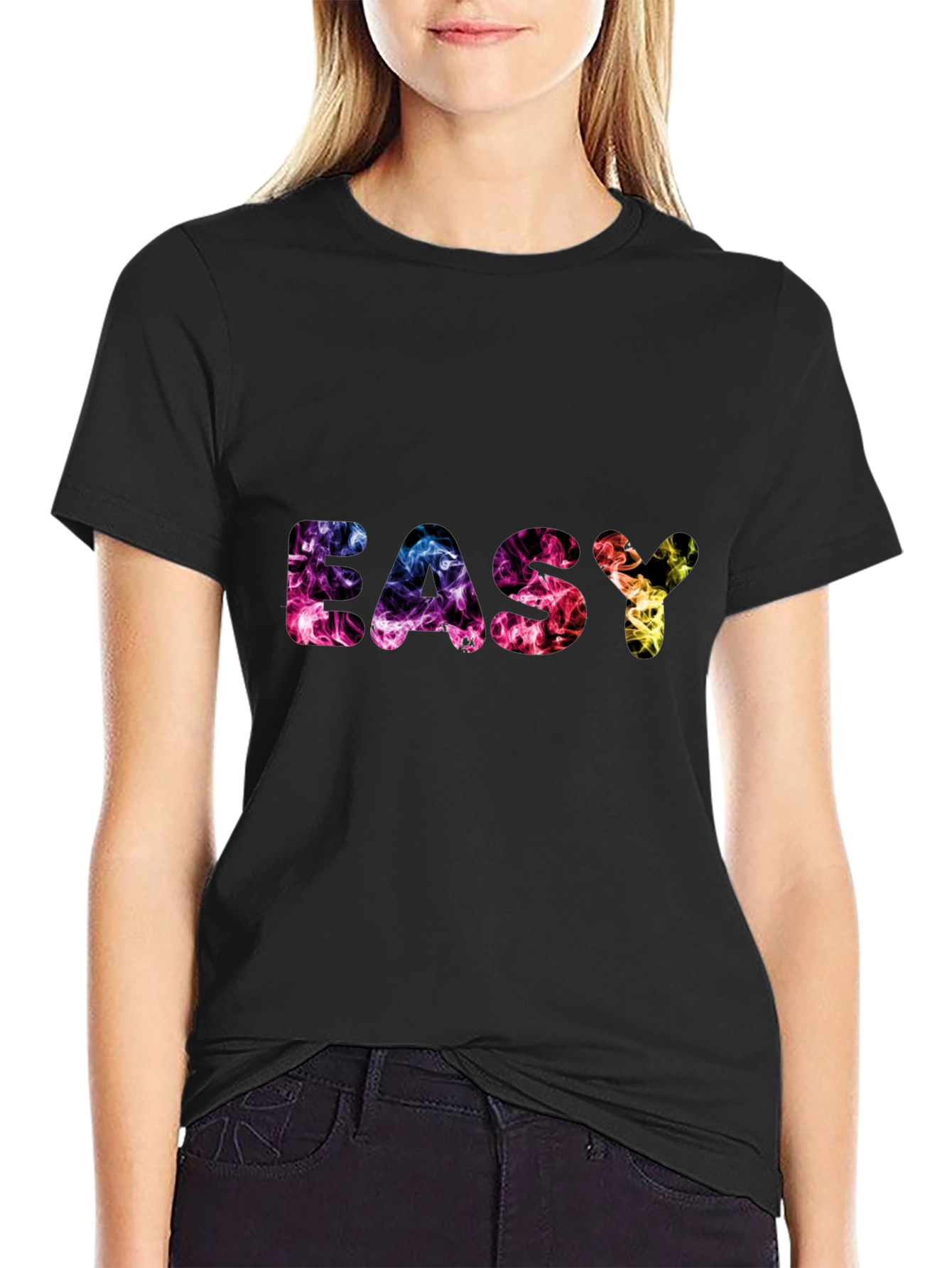 Easy Smoke Print Black T-Shirt