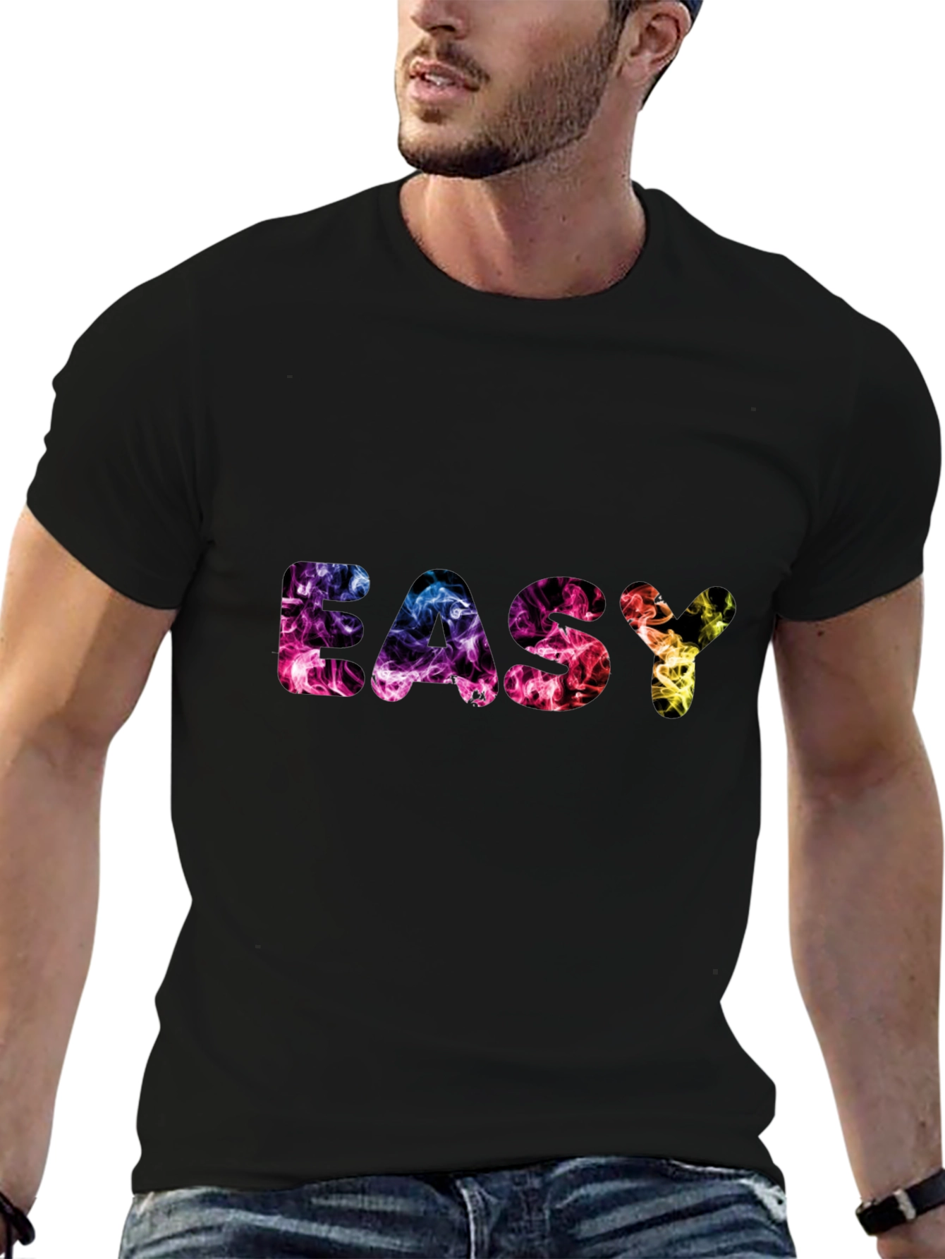Easy Smoke Print Black T-Shirt