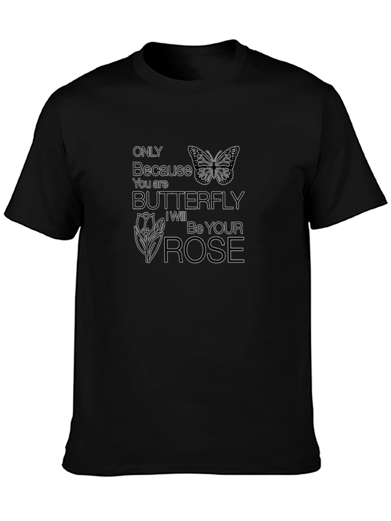 Butterfly Rose Graphic Tee - Unique Design Soft Fabric