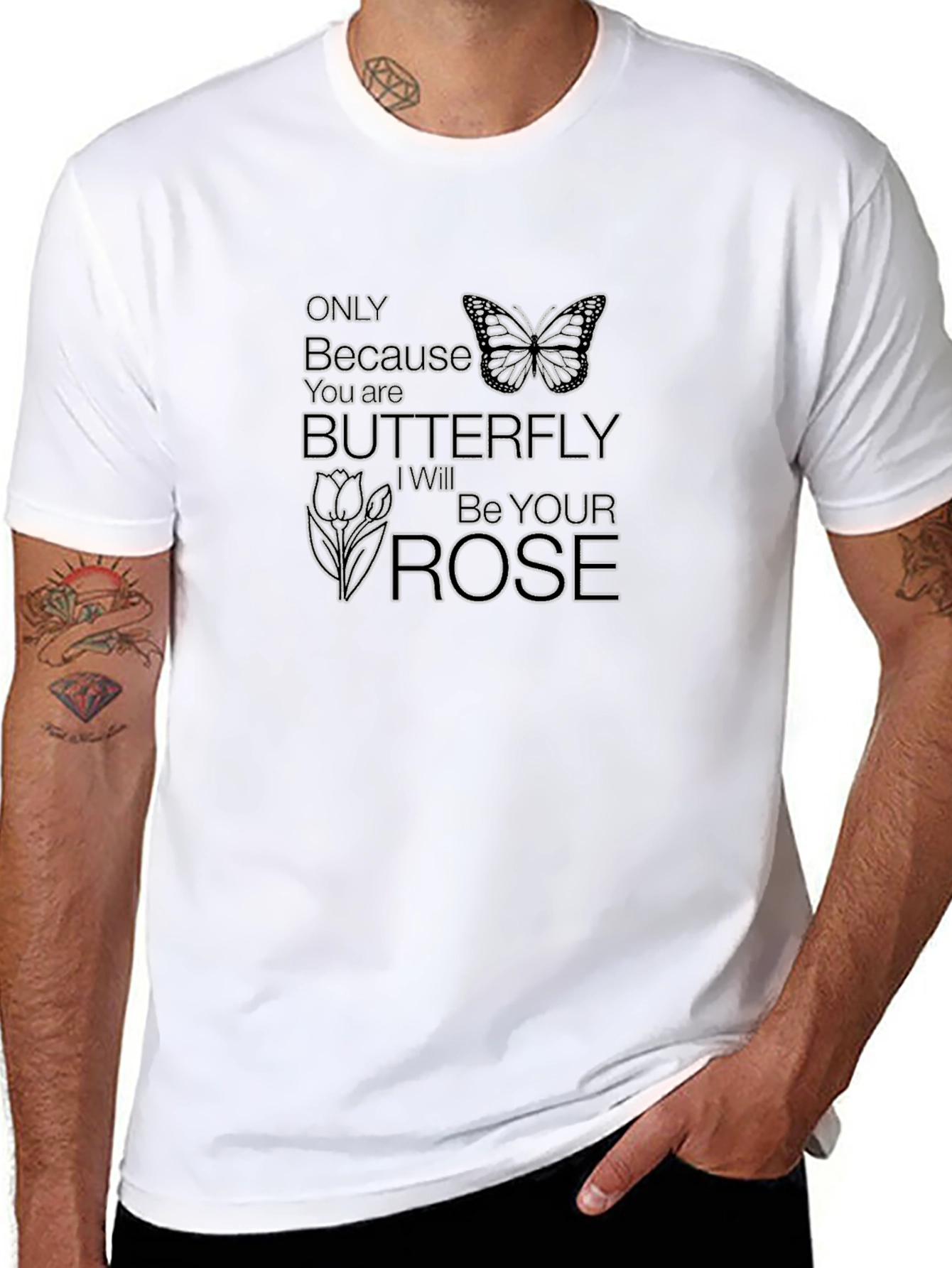 Butterfly Rose Graphic Tee - Unique Design Soft Fabric
