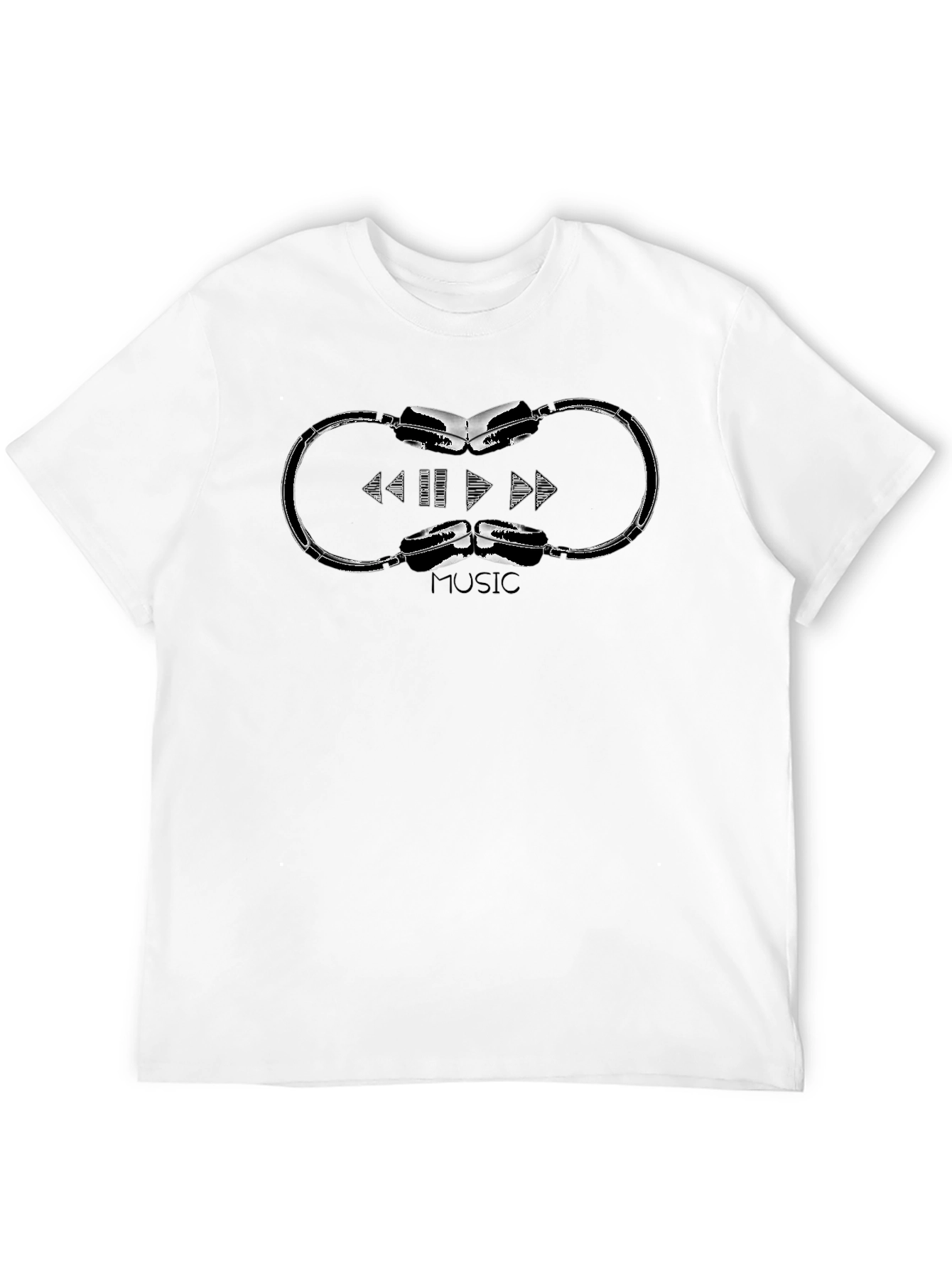 Music Headphone Graphic Tee - Black Crewneck T-Shirt