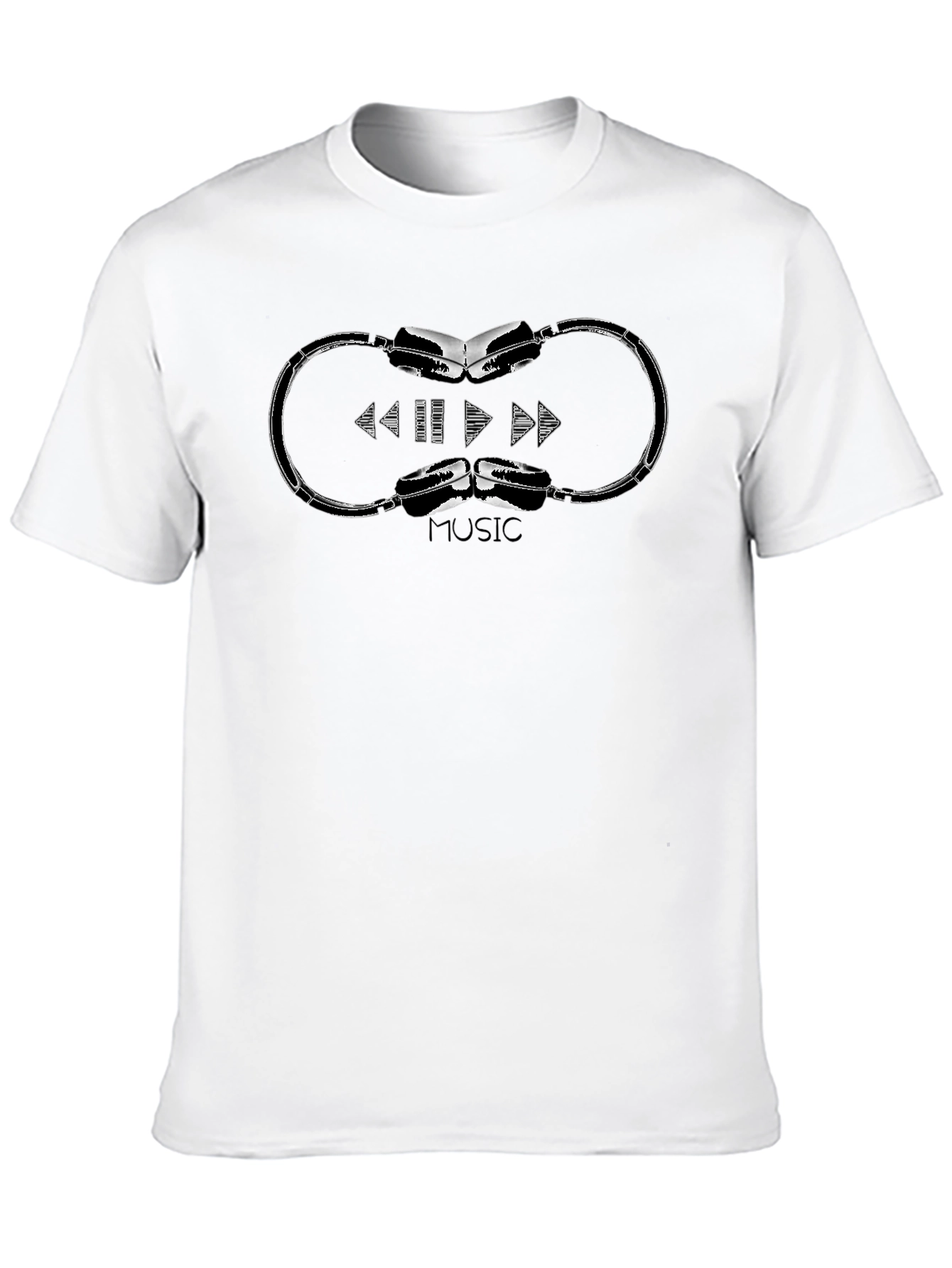 Music Headphone Graphic Tee - Black Crewneck T-Shirt