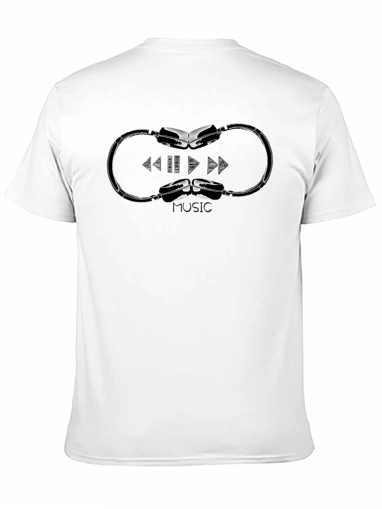 Music Headphone Graphic Tee - Black Crewneck T-Shirt