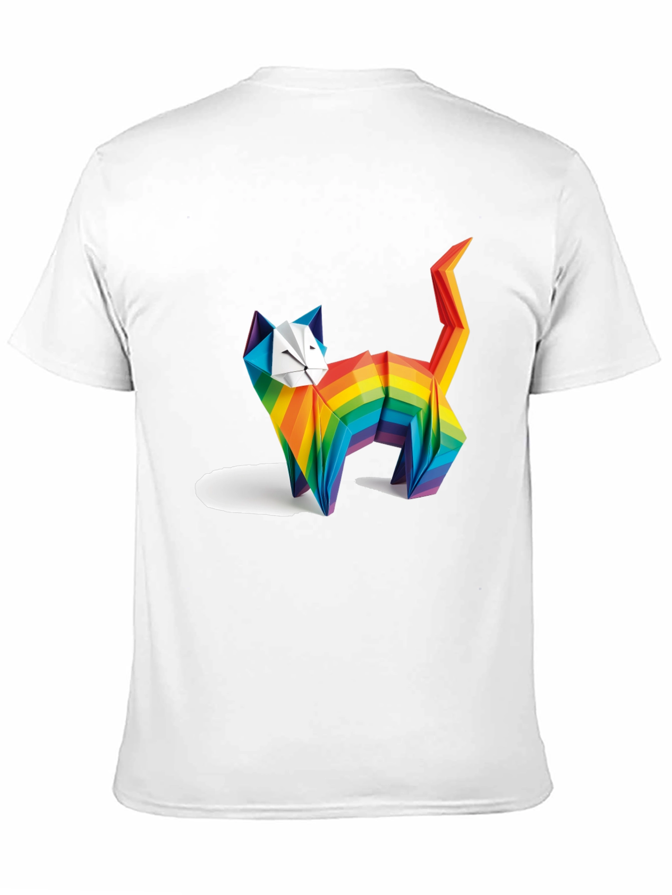 Rainbow Origami Cat Graphic T-Shirt