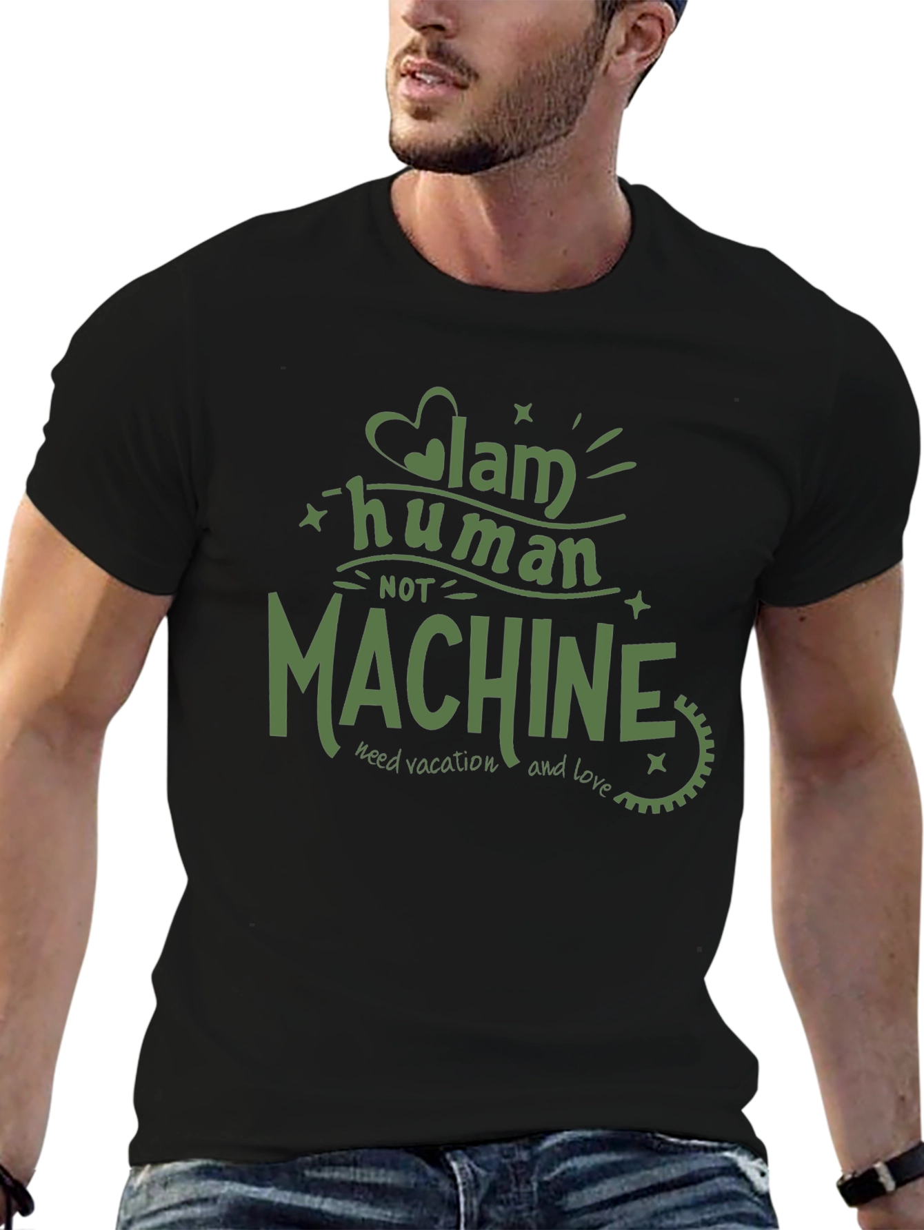 I Am Human Not Machine Graphic T-Shirt
