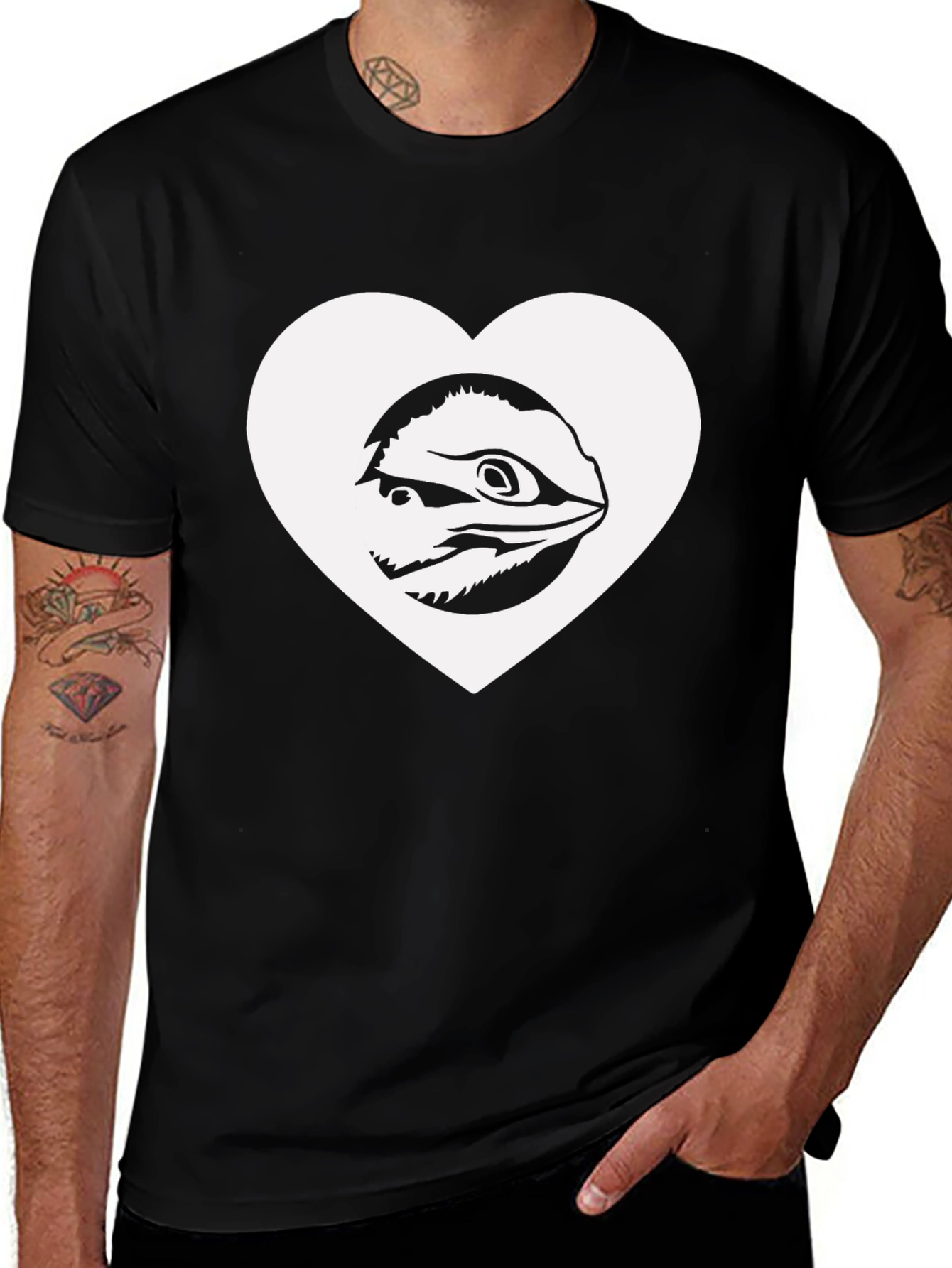 Bearded Dragon Love Tee - Black Cotton T-Shirt