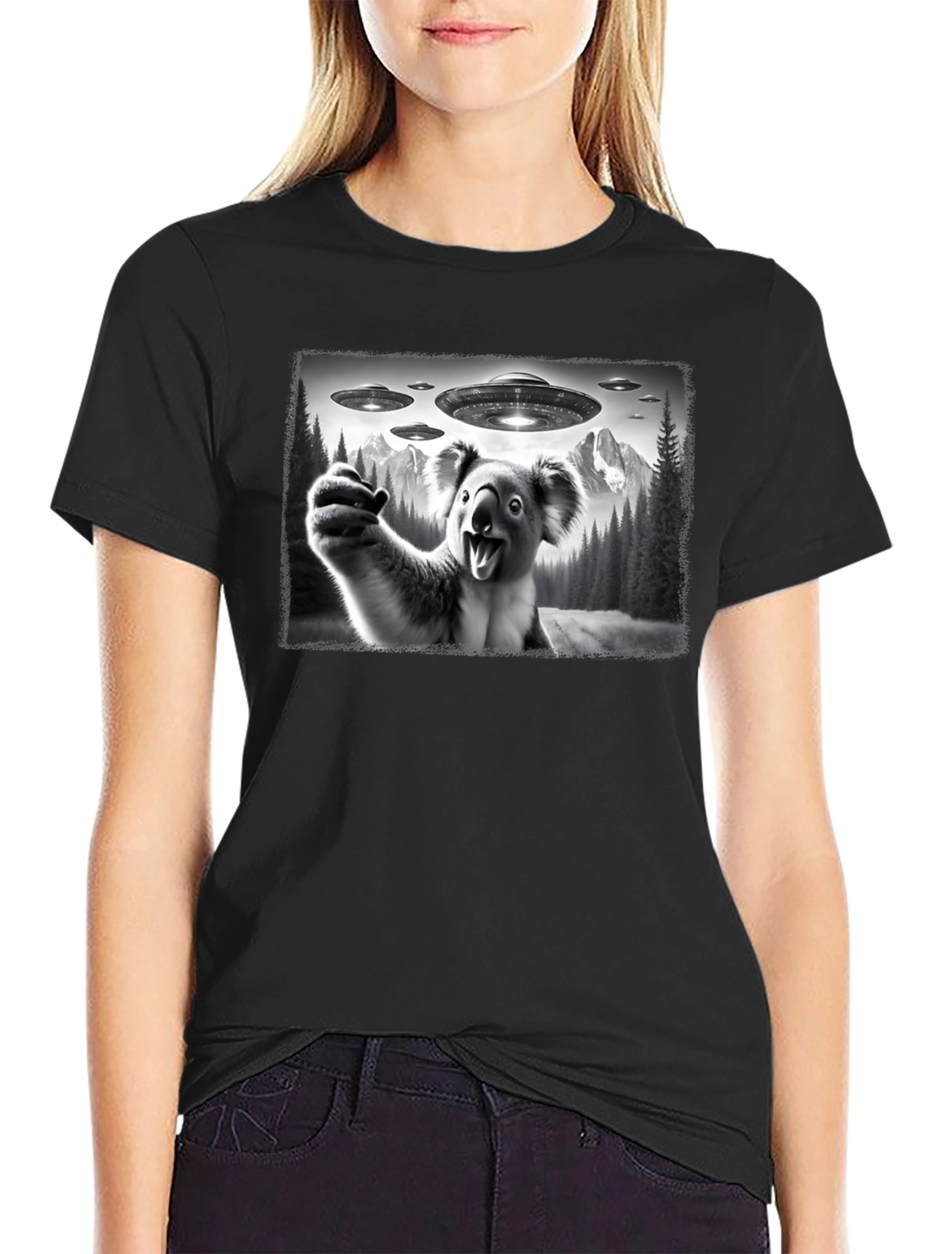 Koala Alien Abduction Graphic T-Shirt