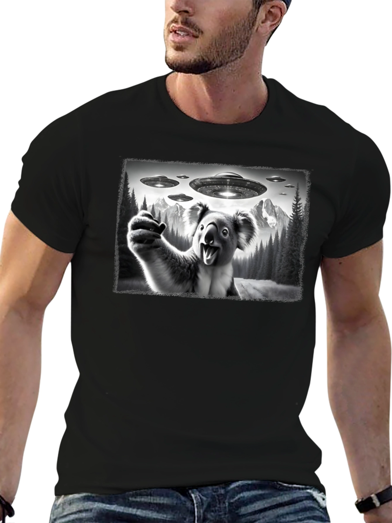 Koala Alien Abduction Graphic T-Shirt