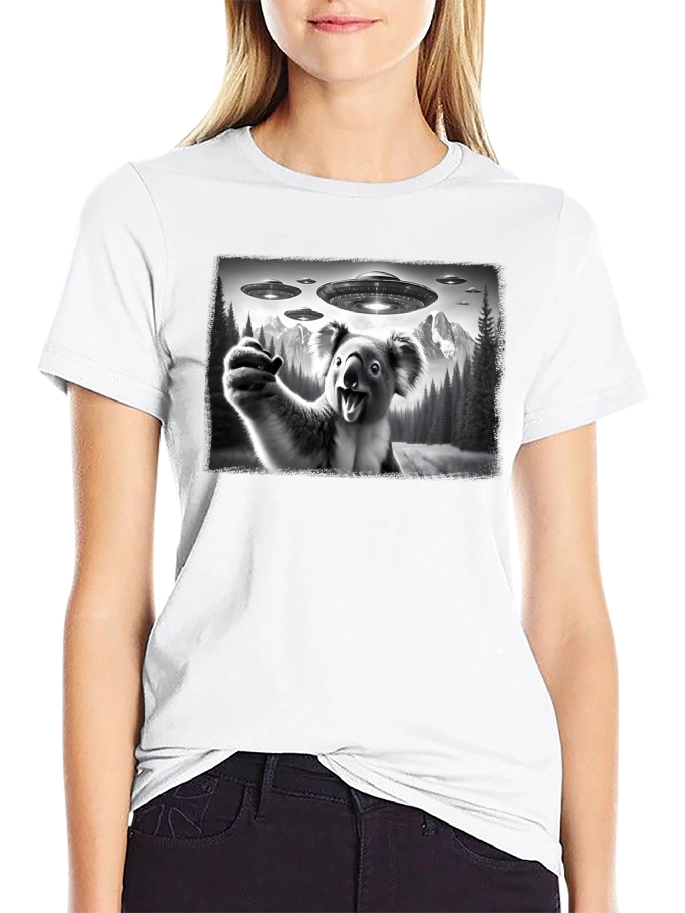 Koala Alien Abduction Graphic T-Shirt