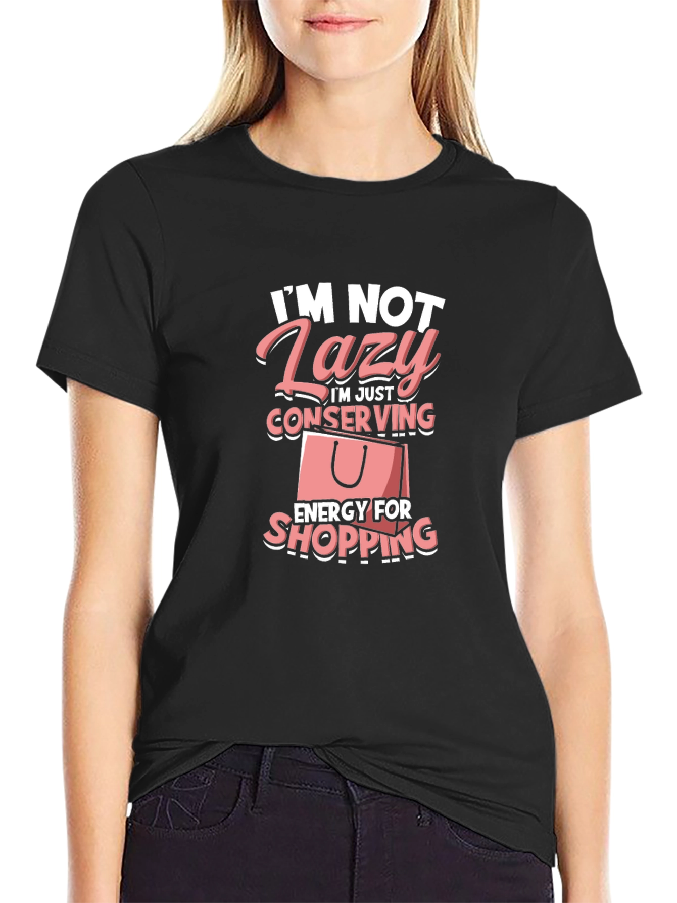 Funny Lazy Shopping T-Shirt: Conserving Energy Tee