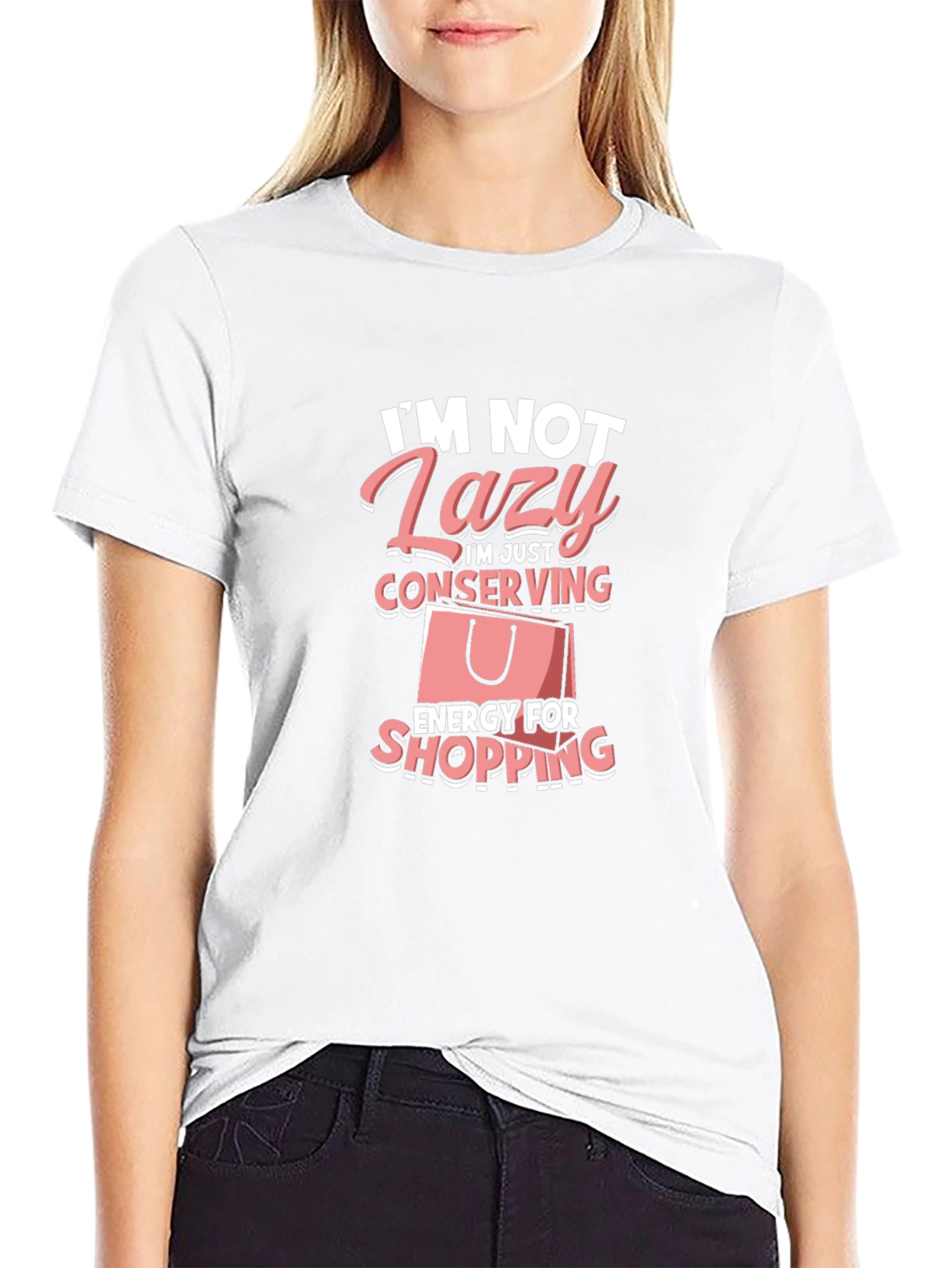 Funny Lazy Shopping T-Shirt: Conserving Energy Tee