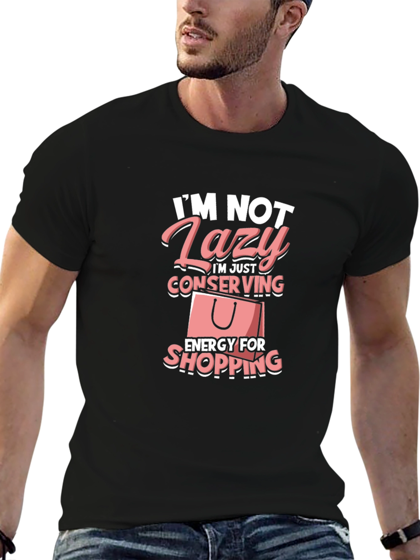 Funny Lazy Shopping T-Shirt: Conserving Energy Tee