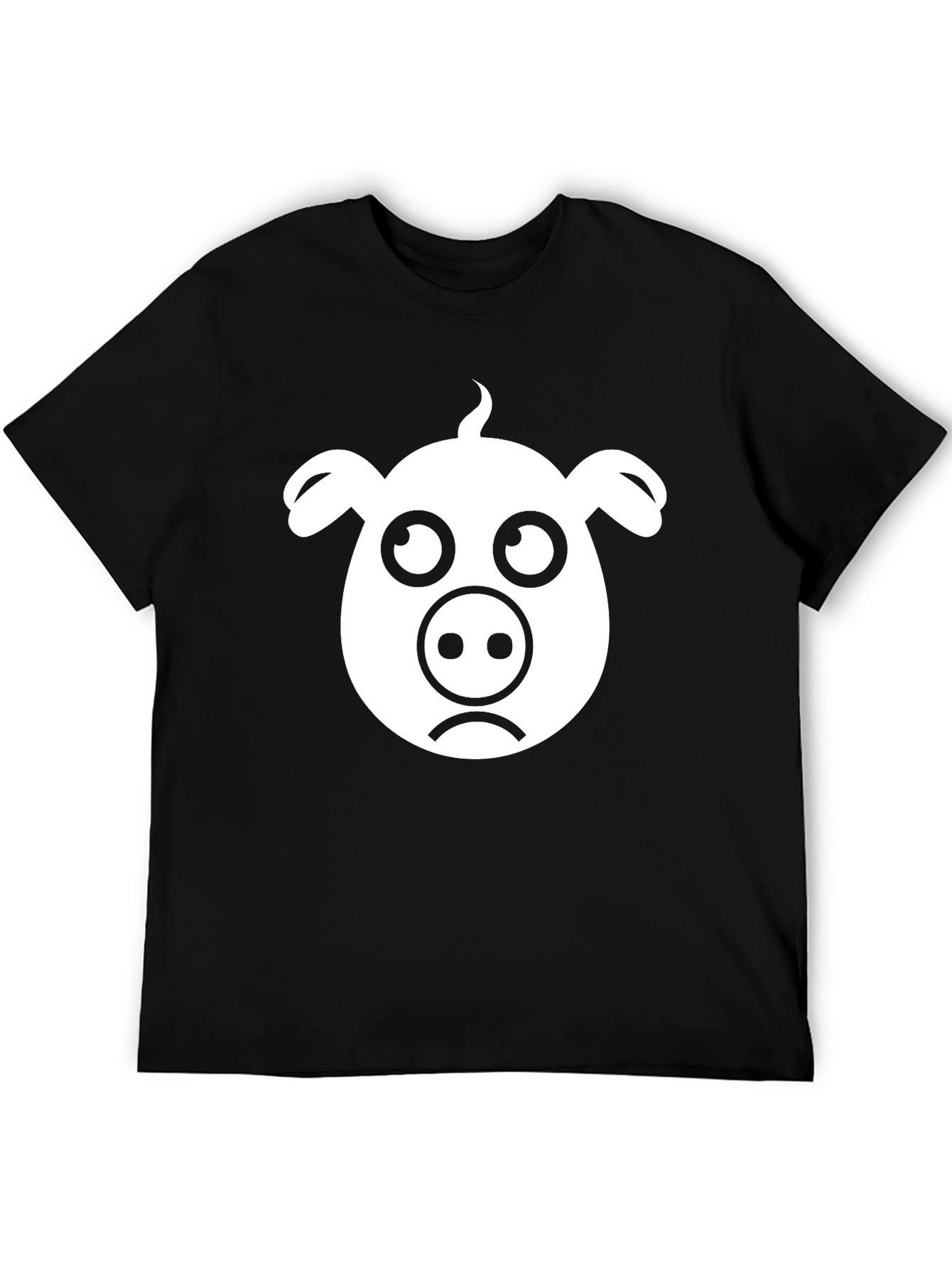 Sad Piggy T-Shirt - Black Cotton Tee