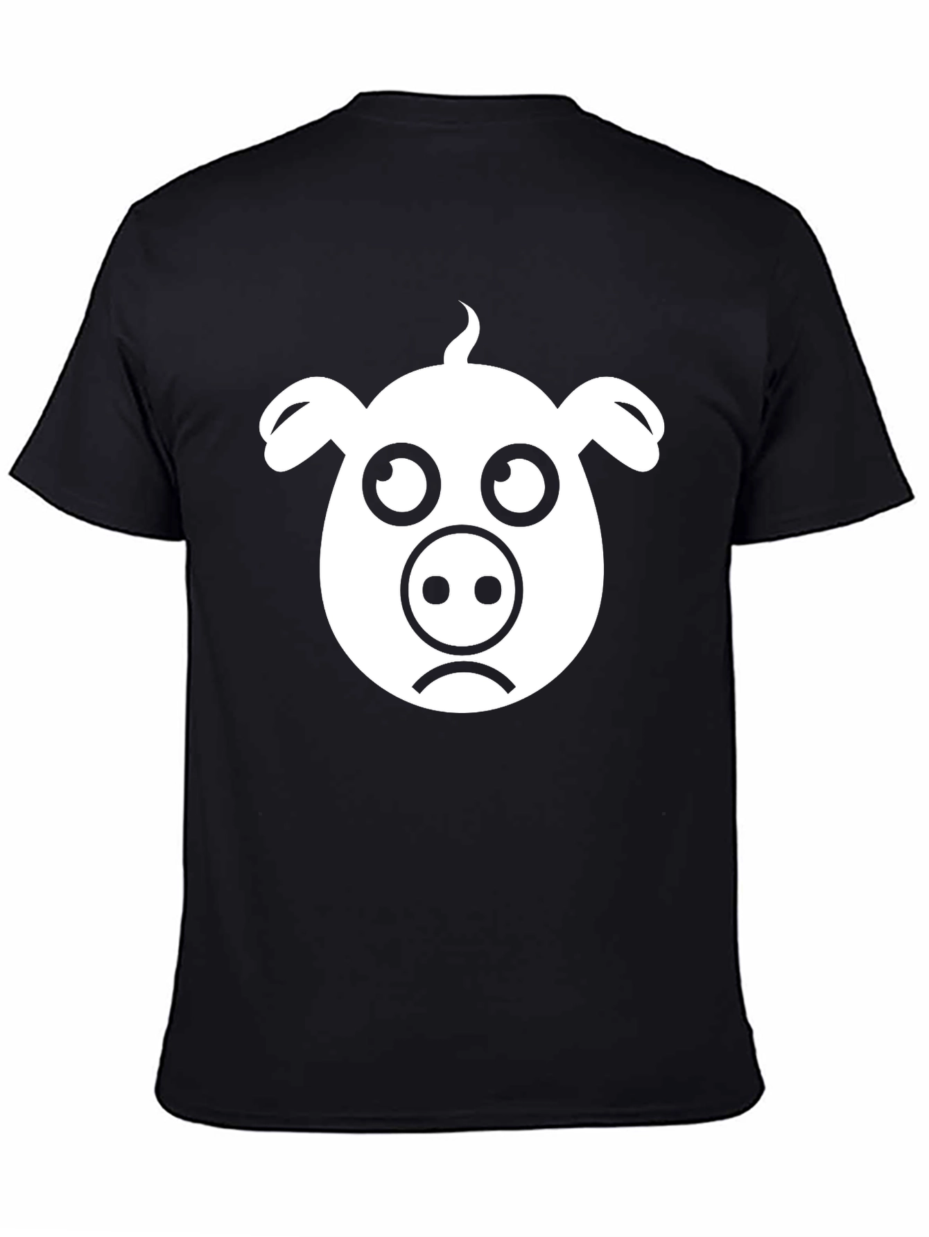 Sad Piggy T-Shirt - Black Cotton Tee
