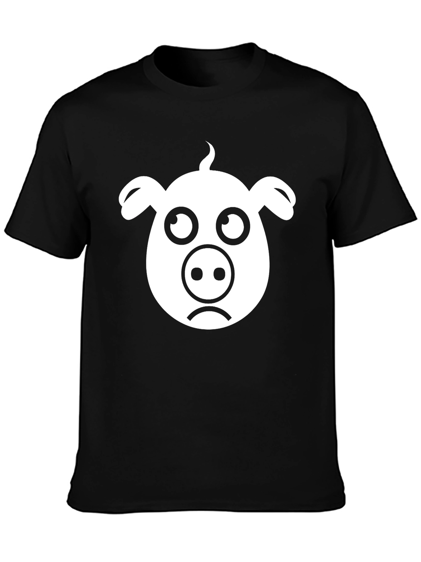 Sad Piggy T-Shirt - Black Cotton Tee
