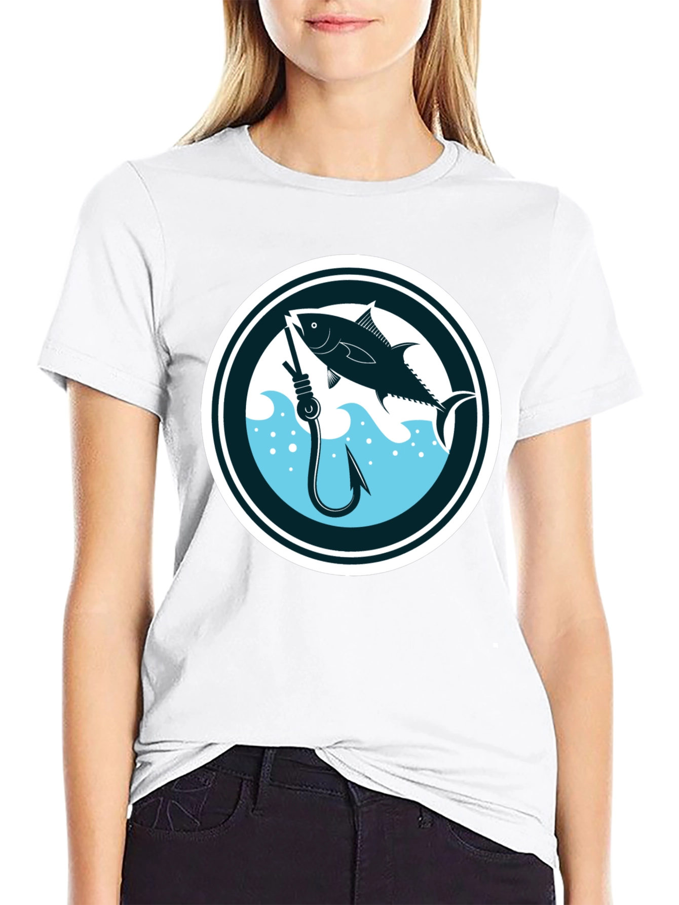 Fishing T-Shirt Tuna Fish Hook Black