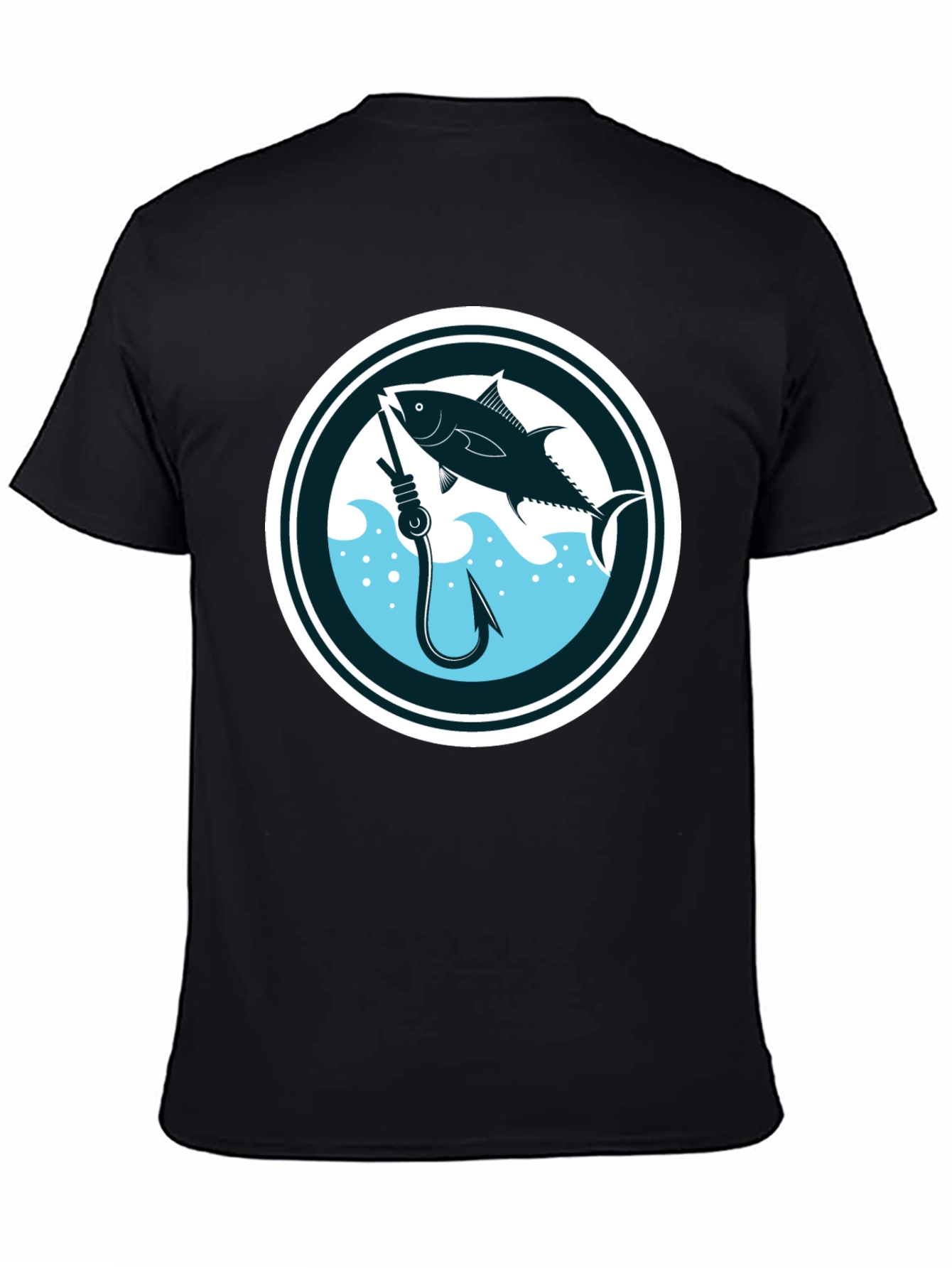 Fishing T-Shirt Tuna Fish Hook Black