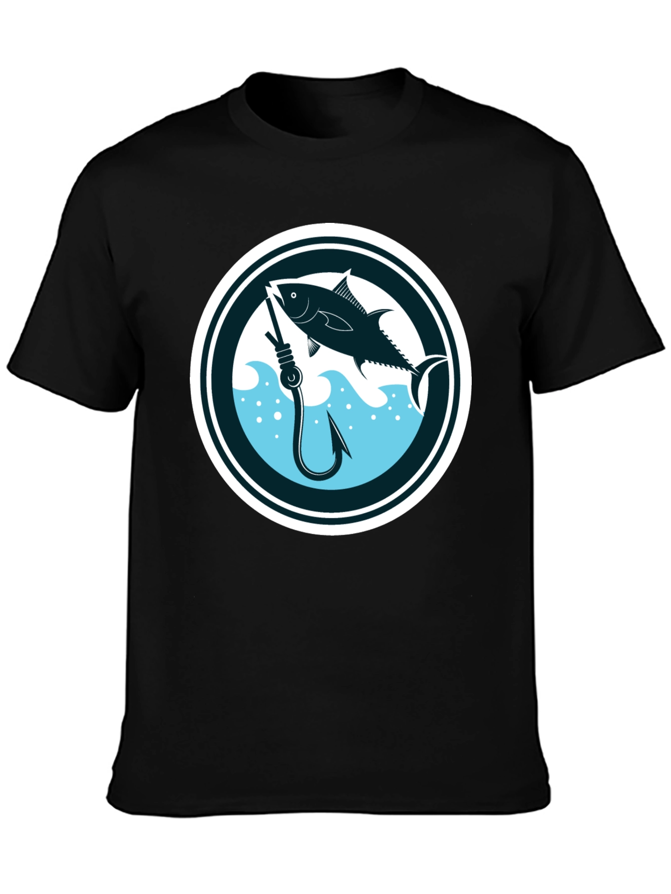 Fishing T-Shirt Tuna Fish Hook Black