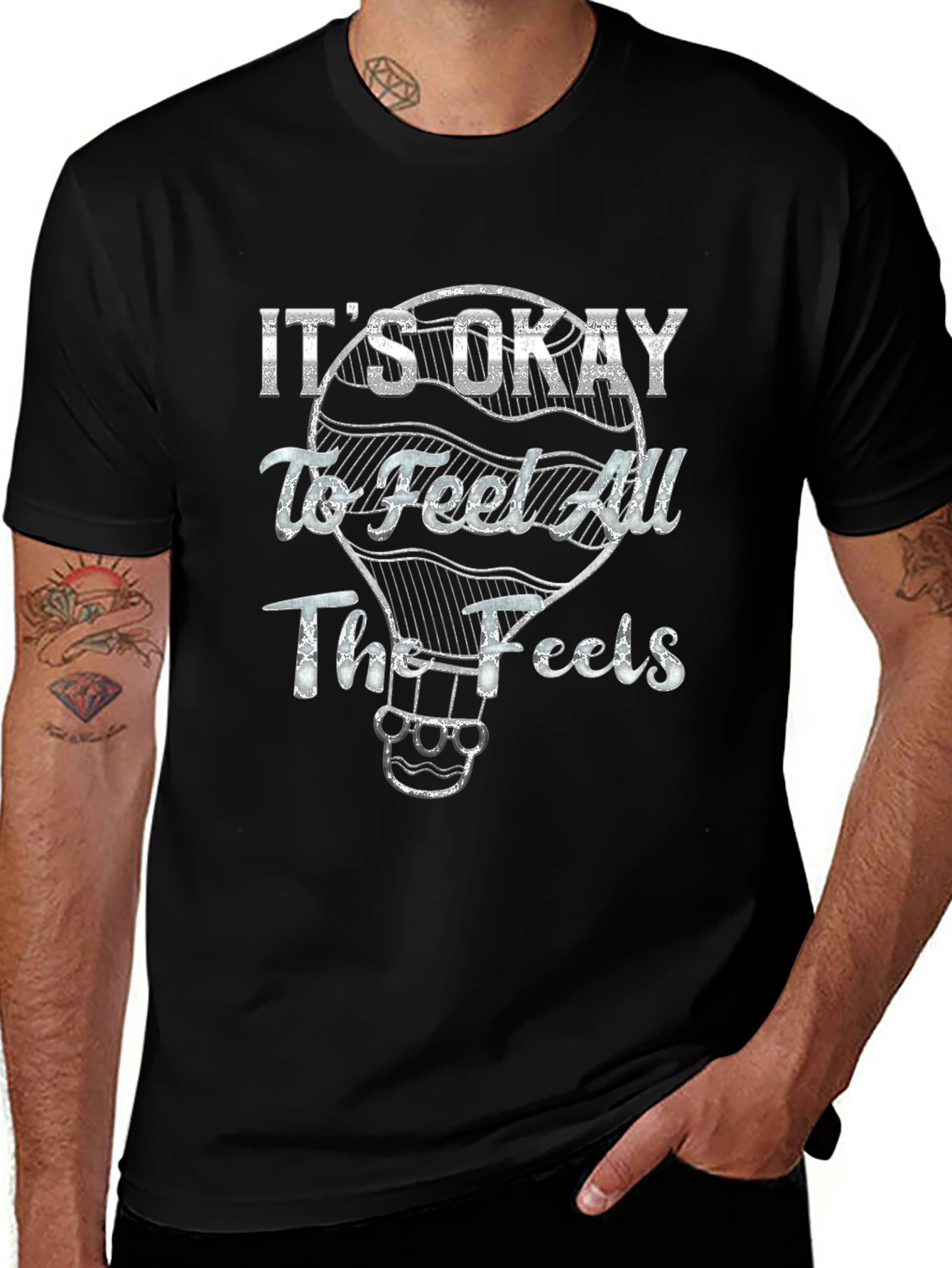 Its Okay To Feel All The Feels Black T-Shirt