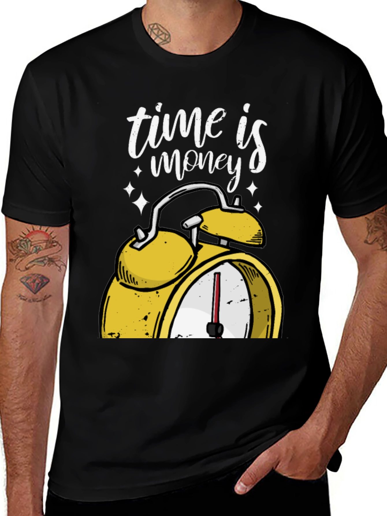 Time is Money Graphic T-Shirt - Black Cotton Tee