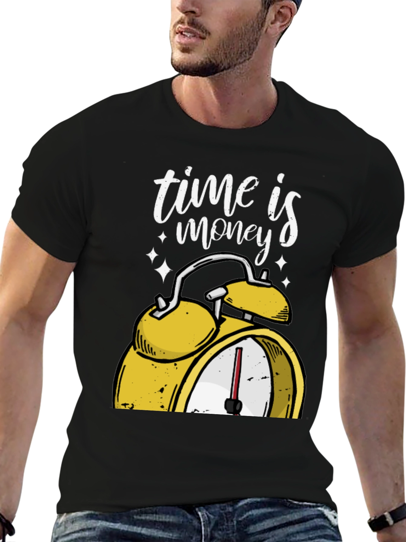 Time is Money Graphic T-Shirt - Black Cotton Tee