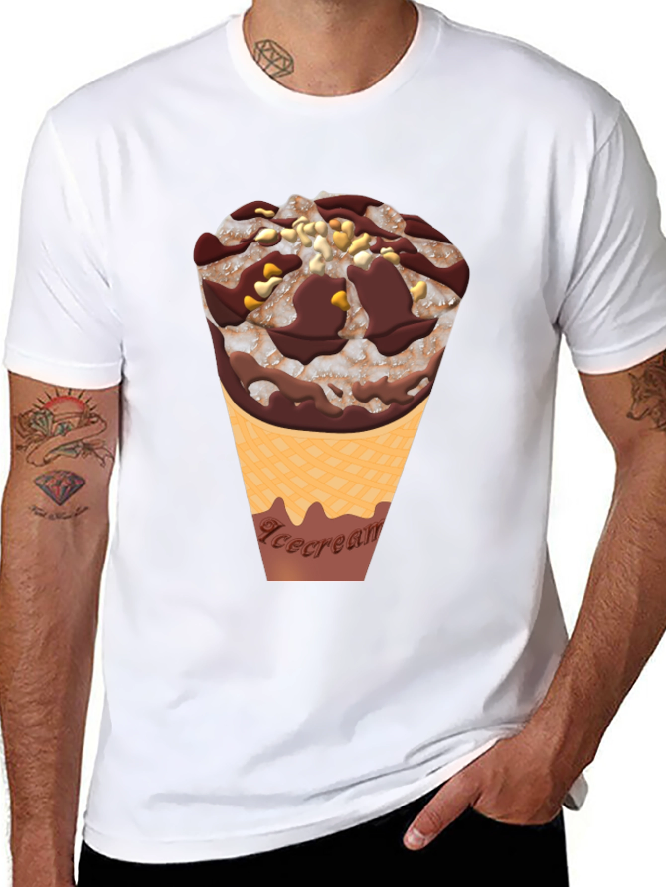 Chocolate Ice Cream Cone Graphic T-Shirt