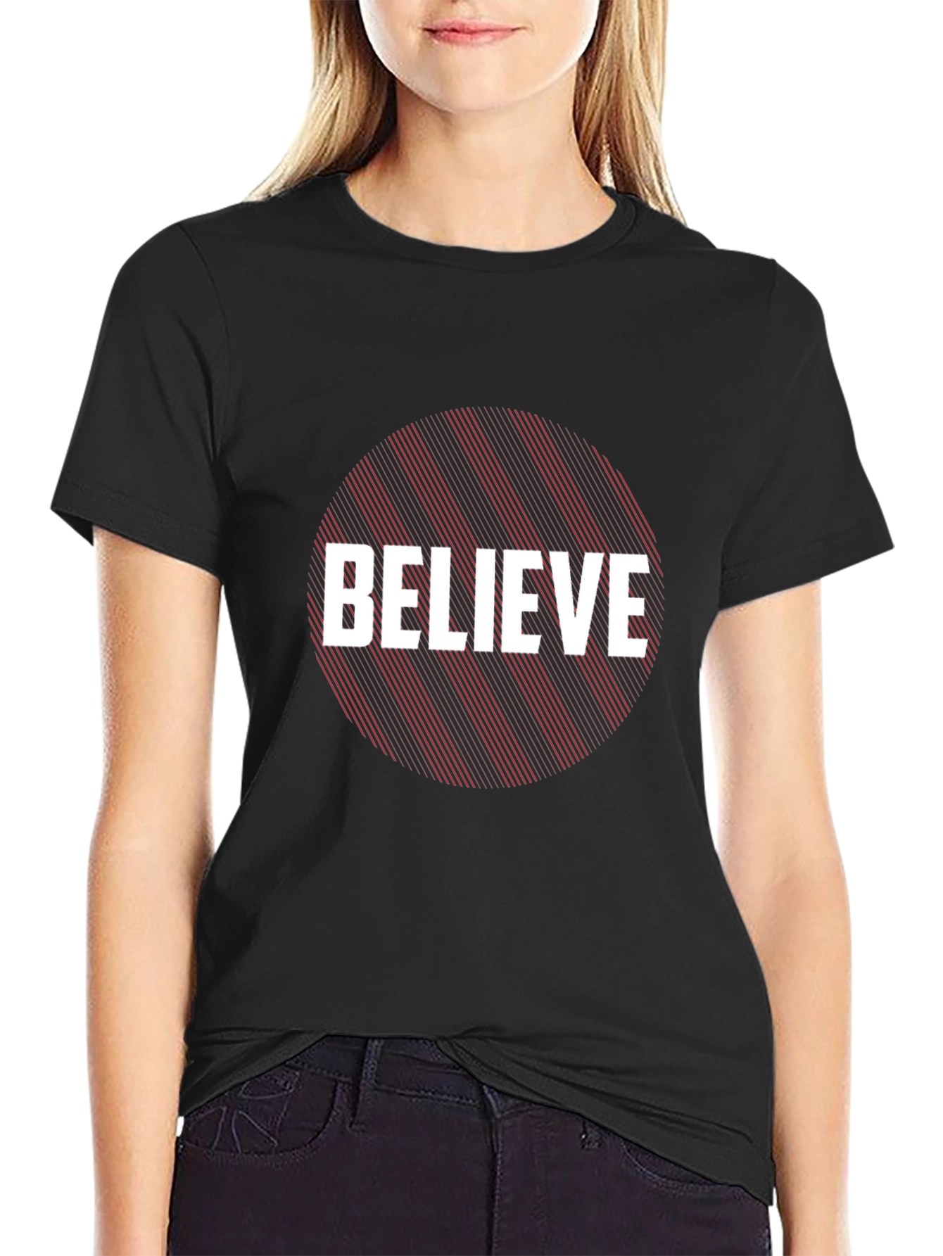 Believe Graphic Tee - Black Cotton Blend
