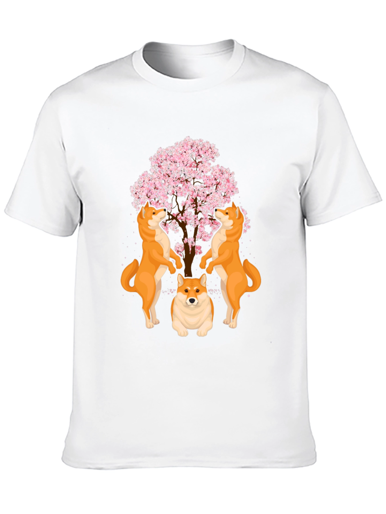 Shiba Inu Cherry Blossom Tree Graphic T-Shirt