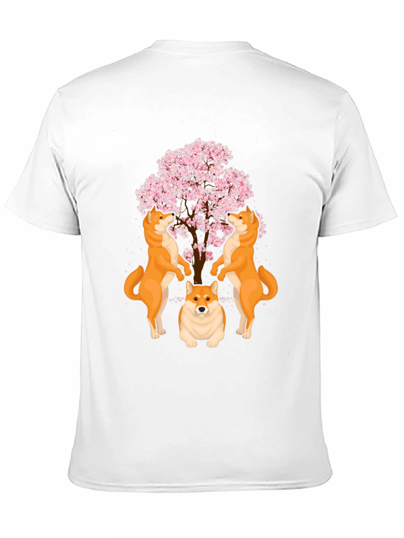 Shiba Inu Cherry Blossom Tree Graphic T-Shirt